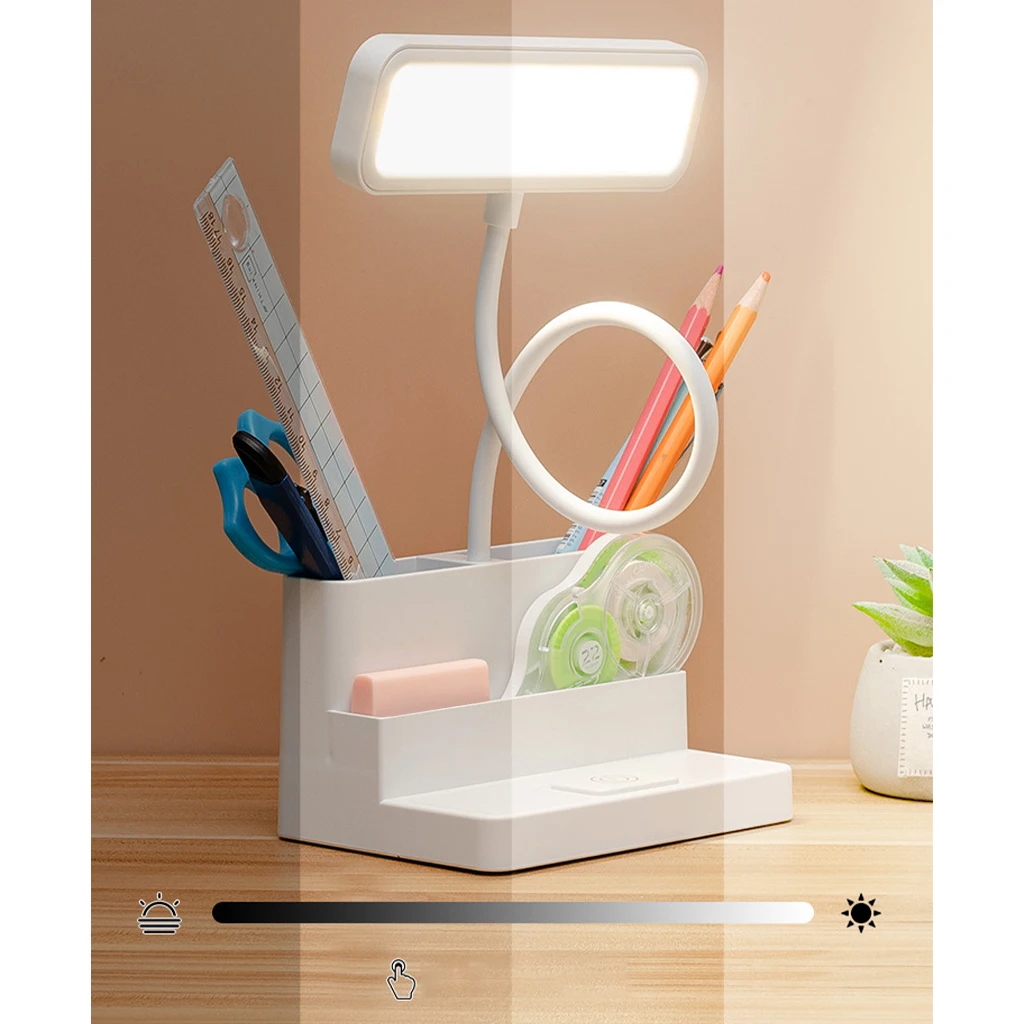 LED Desk Lamp with Pen Holder Lights Flexible Gooseneck Reading table lamp