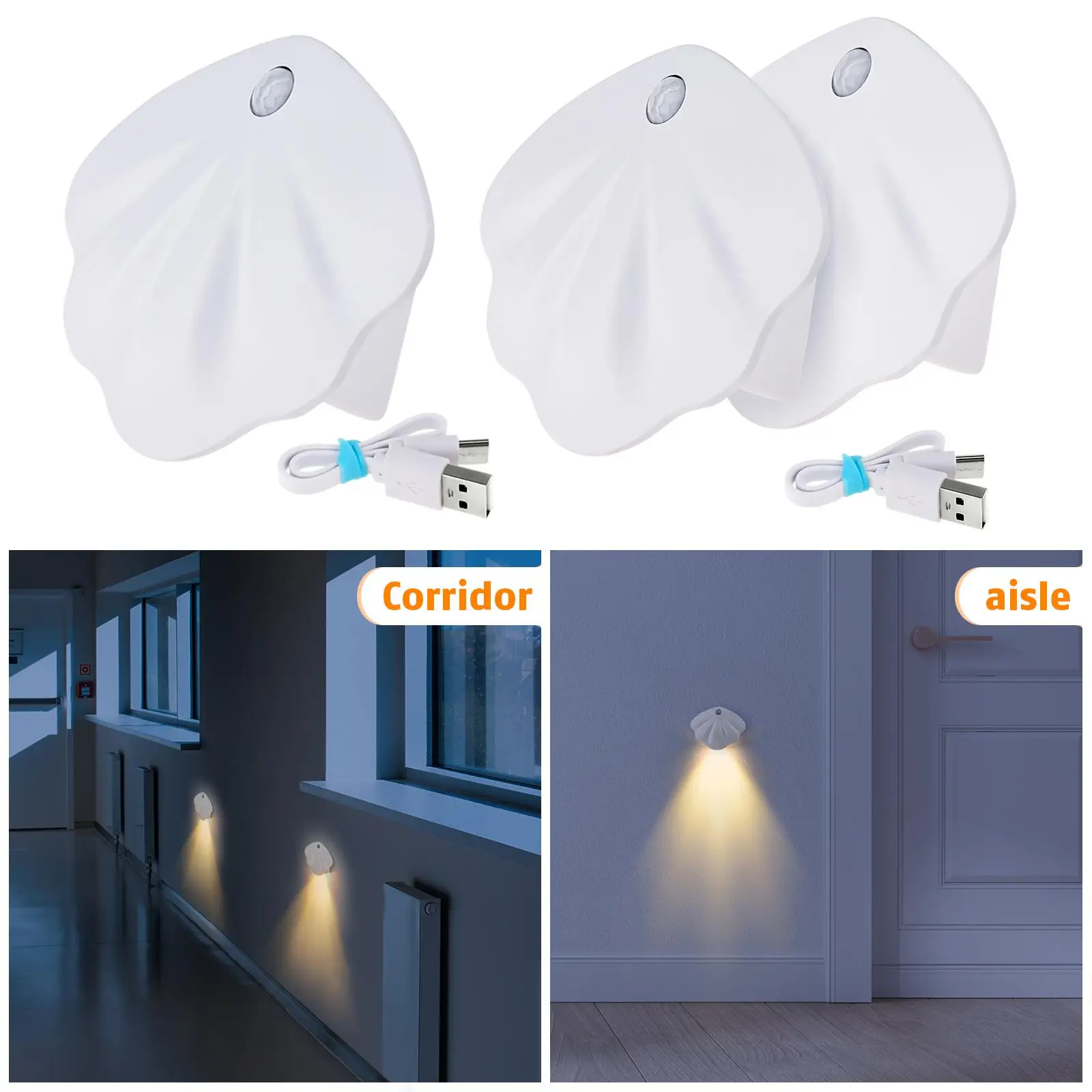 Wall Lights USB Rechargeable Motion Sensor Lights Wall Lamp Fixtures for Basement Entryway Bathroom Dining Room Stairs