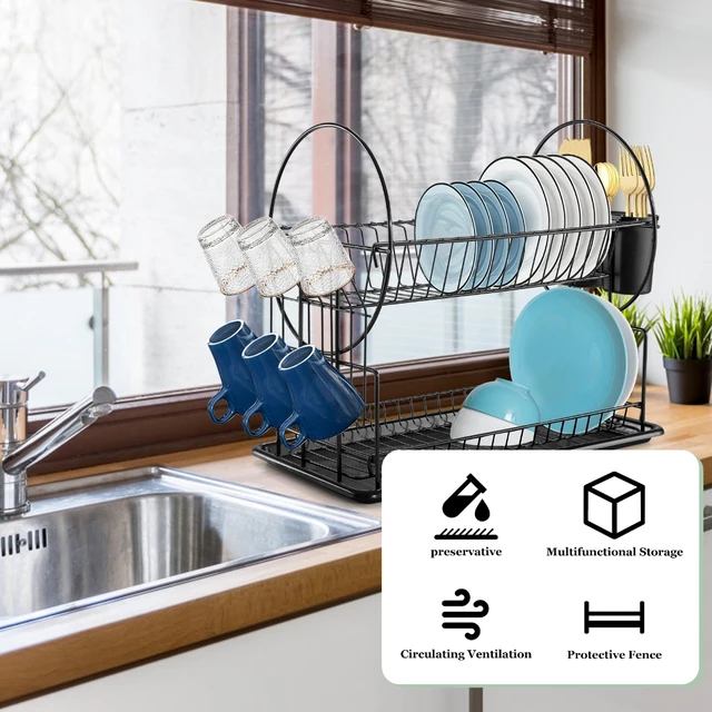 Dish Drainer Rack Dish Rack Multifunctional Dish Drainer Drying Holder Rack  Stainless Steel Drainer Tray For Kitchen Ware Dish Drying Rack Drainer
