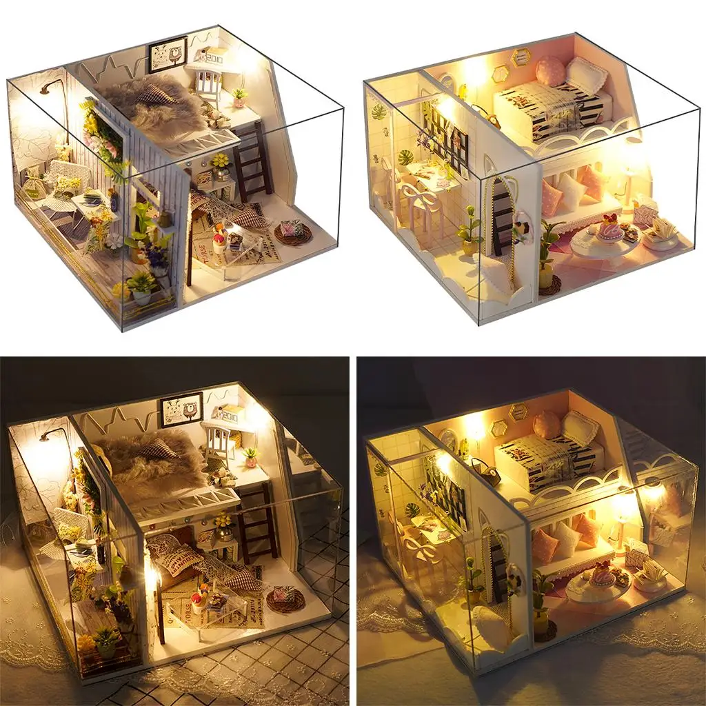 Creative Mini  Dollhouse with Furniture DIY Room Valentine`