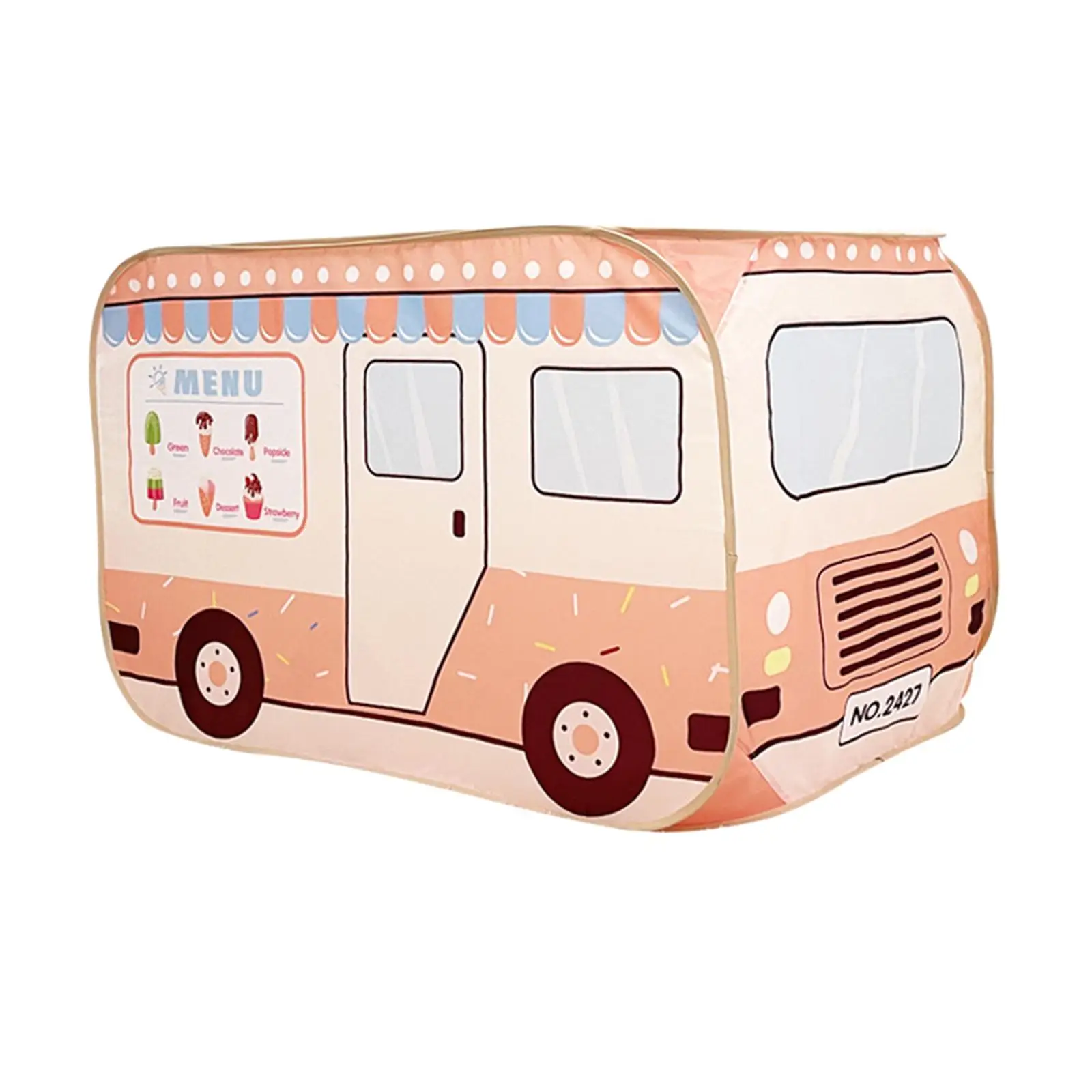Car Themed Play Tent Funny Creative Space Collapsible Indoor Playhouse Tent Ice Cream Truck Tent Kids Party Truck Tent for Kids
