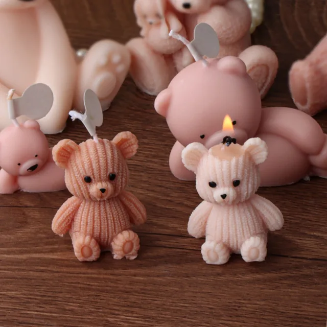 Twin Little Bear Candle Silicone Mold for Handmade Chocolate