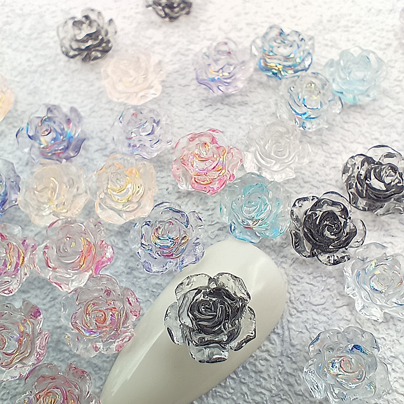 Best of 50PCS 8MM Clear 3D Acrylic Flower Nail Art Charms Glitter Sequins Gradient Rose Accessories For Nails Decoration Supplies Parts Reviews & Tips