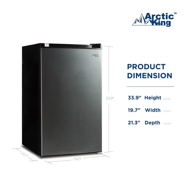 Arctic King 4.4 Cu ft One-Door No Freezer Mini Fridge, Black Stainless  Steel Look E-Star, ARM44A5ASL 
