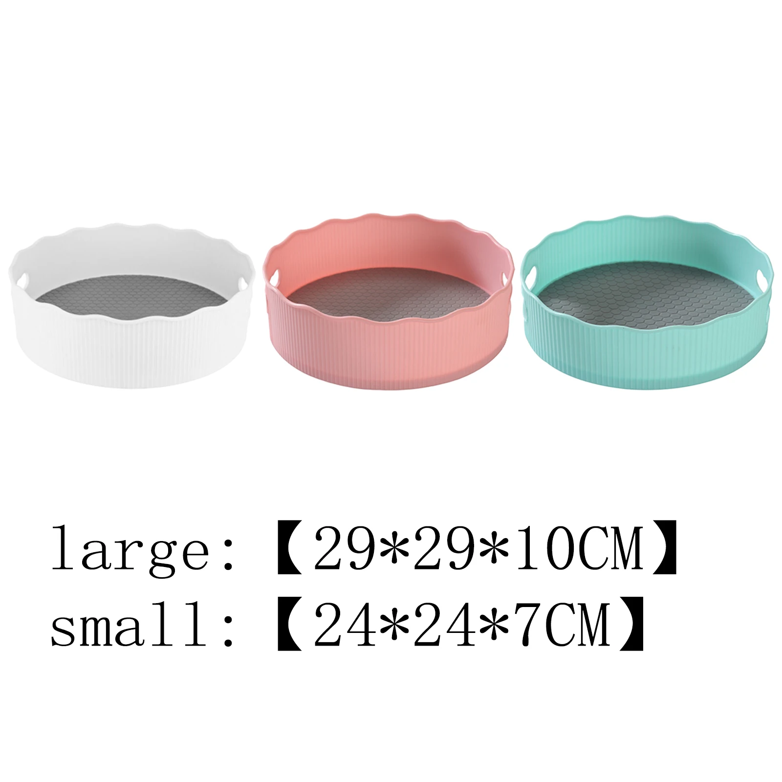 2 Pcs Two Handles Non-Skid Pantry Turntable Storage Tray for Makeup