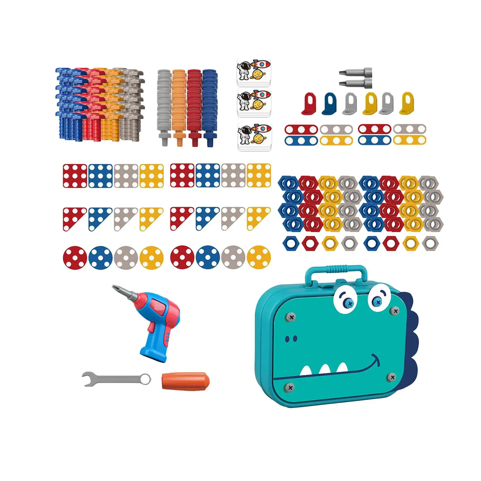Drill and Screwdriver Toy Set Color Learning Nut Puzzles Block Design and Drill Toy for Kid Electric Drill Toy Focus Imagination