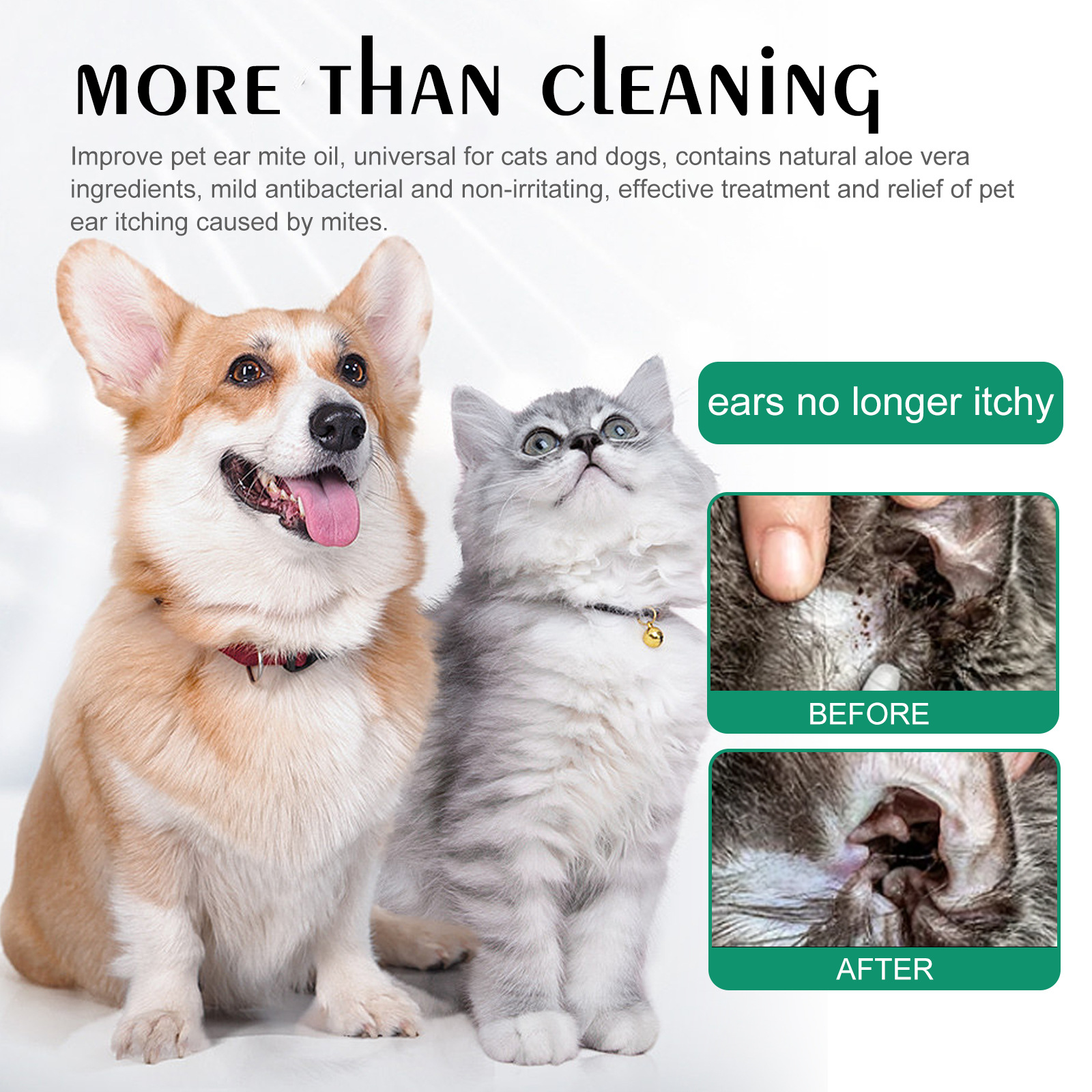 Cat Dog Ear Cleaner Anti Infection Control Mite Tick Avoid Deafness Removes Ear Stain Odor Remover Relieve Itching Pet Ear Drops