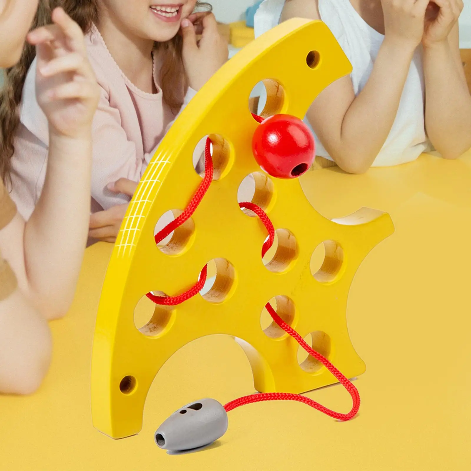 Cheese Threading Board Early Learning Teaching Aids Wooden Toy for Airplane