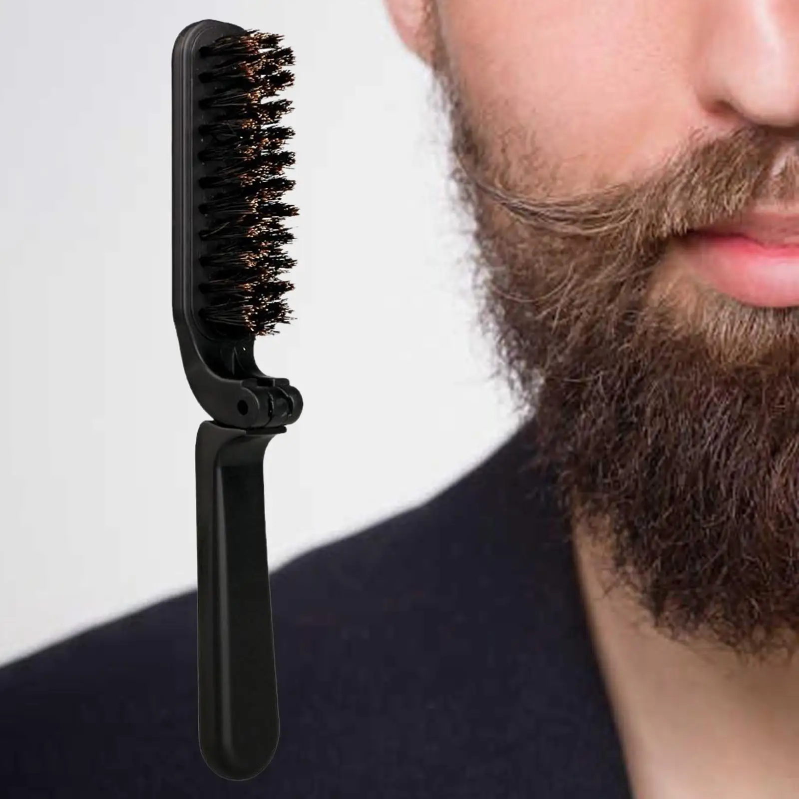 Pocket Mustache Brush Beard Grooming Comb Foldable Stylish - Black