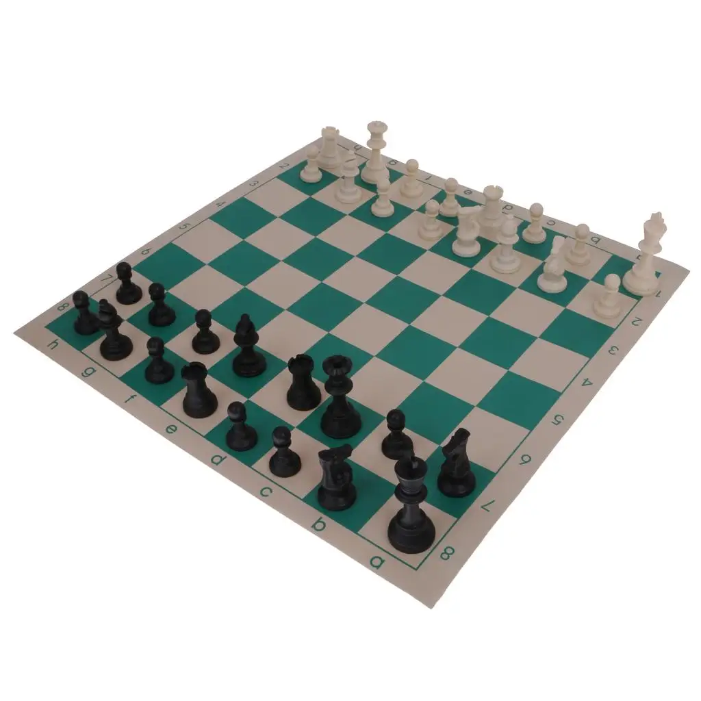 Portable Chess Set with Roll Bag Travel Toy Kid`s Gift - 50.5 x