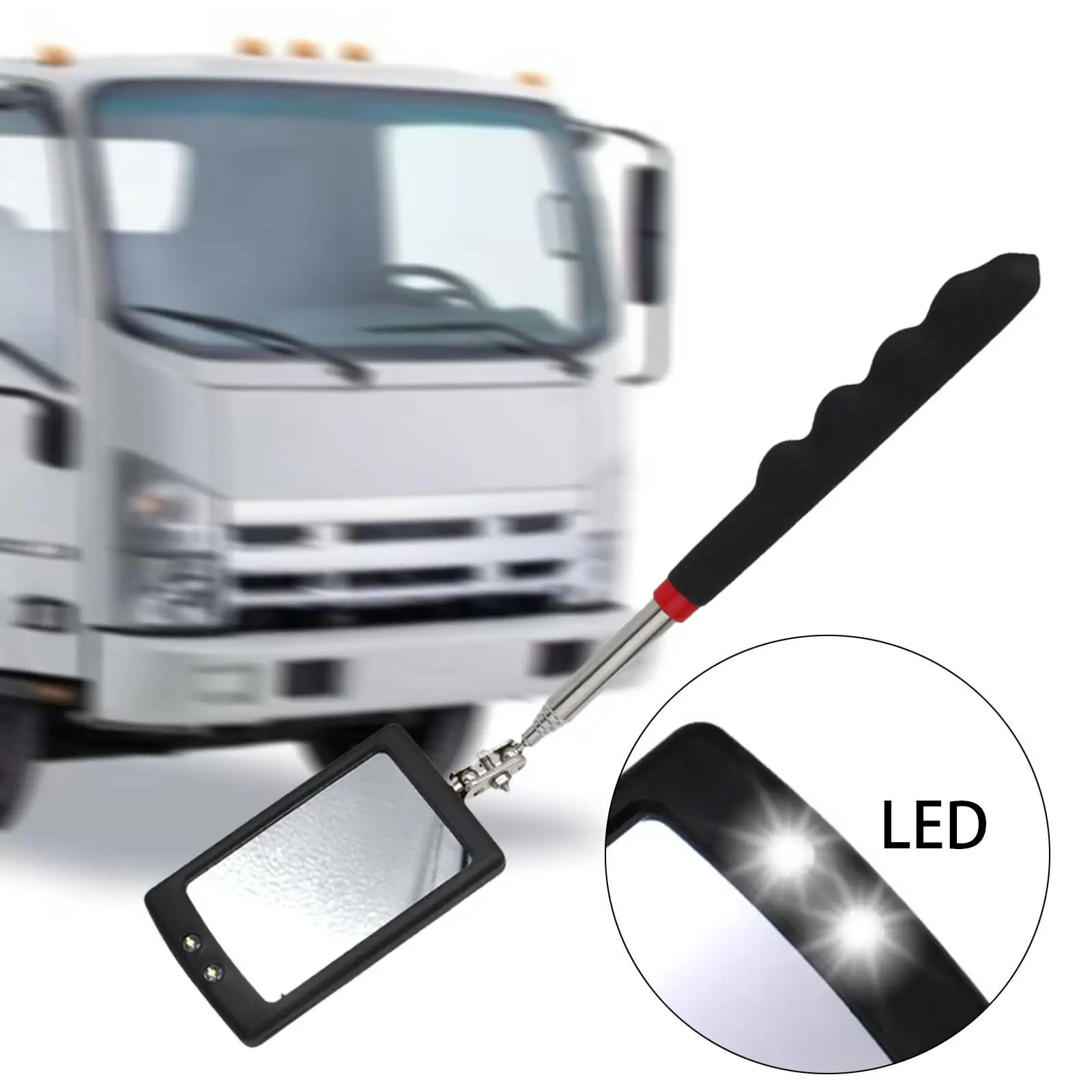 Car Telescopic Inspection Mirror Rectangle with Light for Home Inspector Eyelashes Small Parts Observation Car Repair