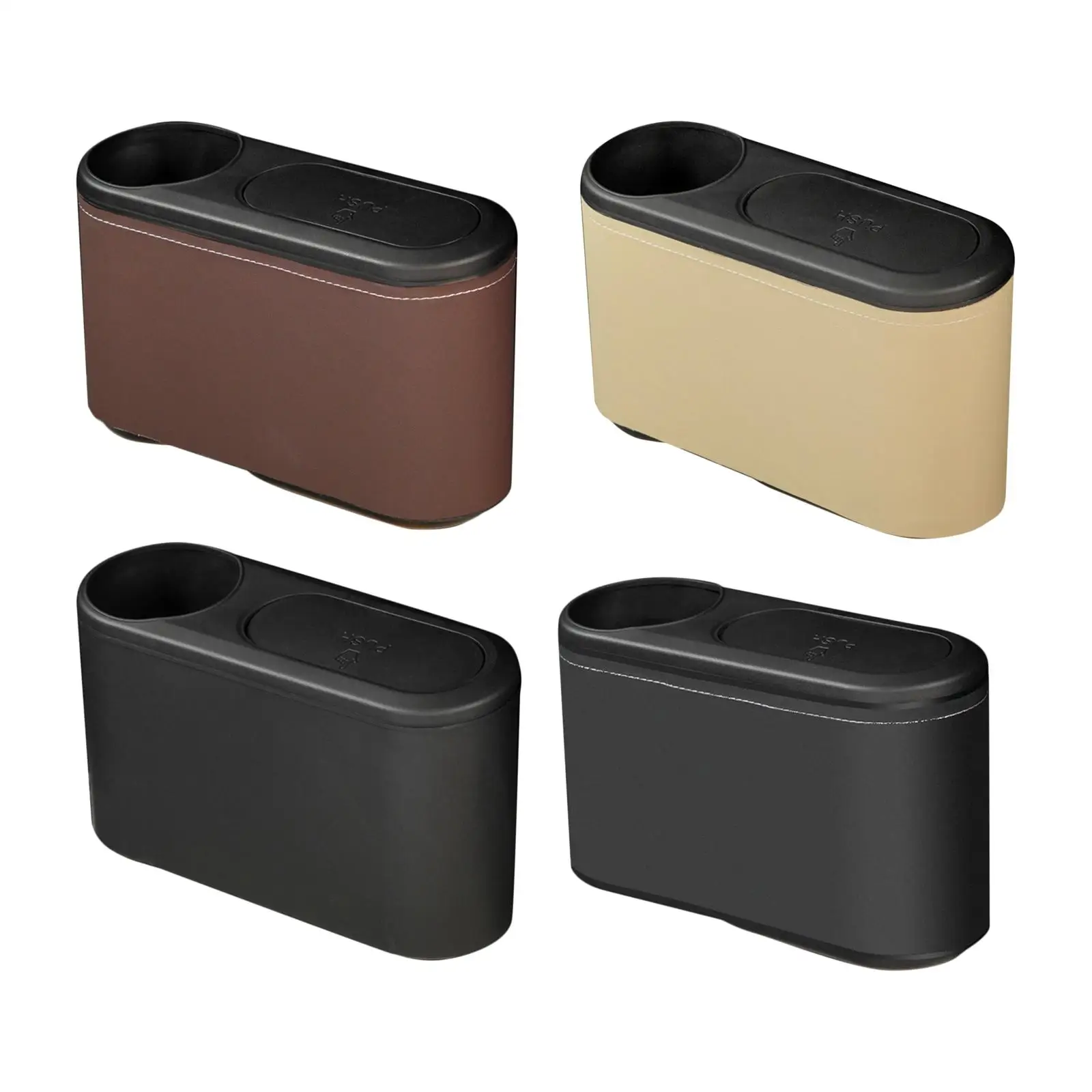 Car Trash Can Vehicle Trash Bin with Lid Cup Holder Mini Easy to Install Organizer Garbage Container for Home Automotive