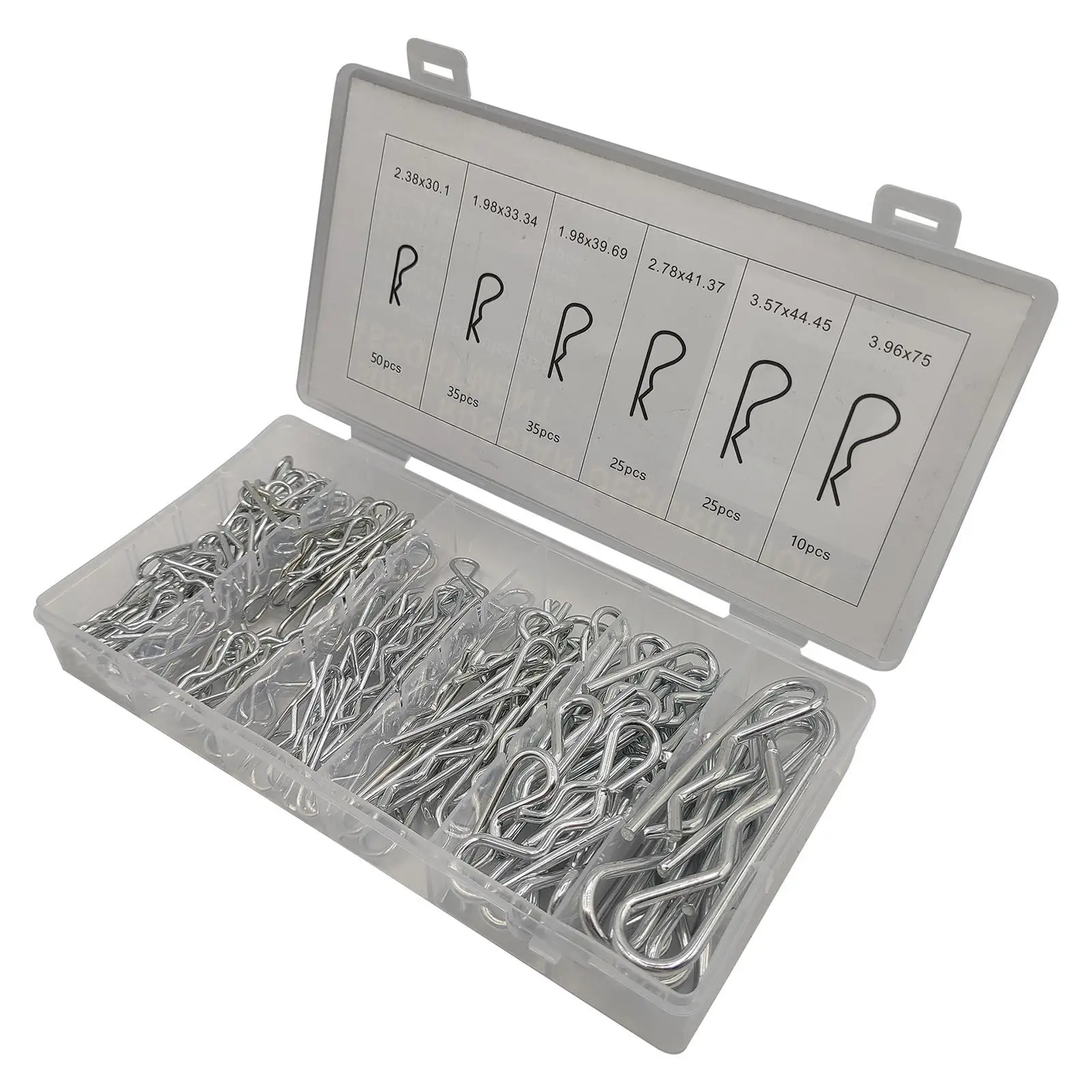 180Pcs Hitch Hair R Cotter Pin for Workshops Power Equipment with PP Case