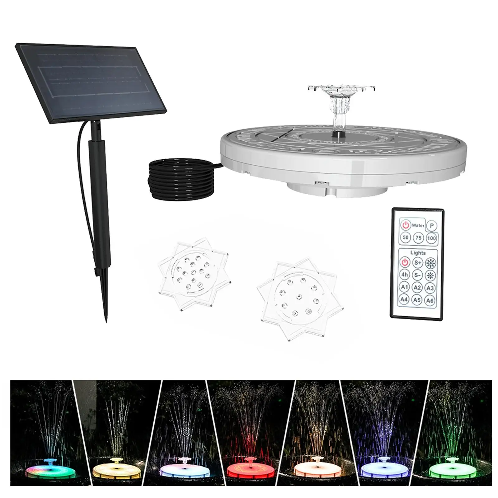 Solar Fountain Lights Adjustable Spray Height Solar Bird Bath Fountains for Fish Tank