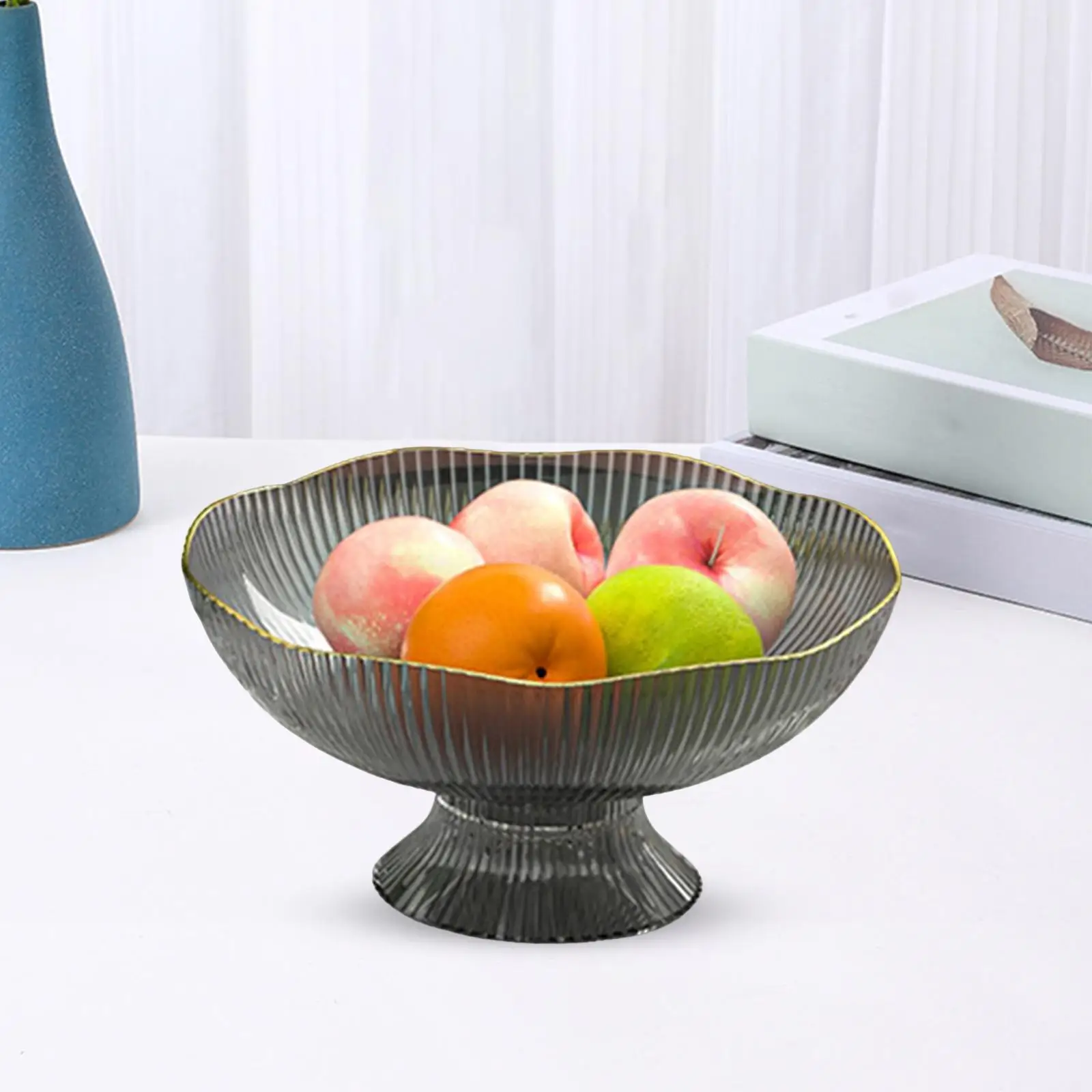 Fruit Bowl Dessert Display Stand with Draining Holes Dish Holder Snacks Fruit Basket Bowl for Kitchen Countertop Home Ornaments
