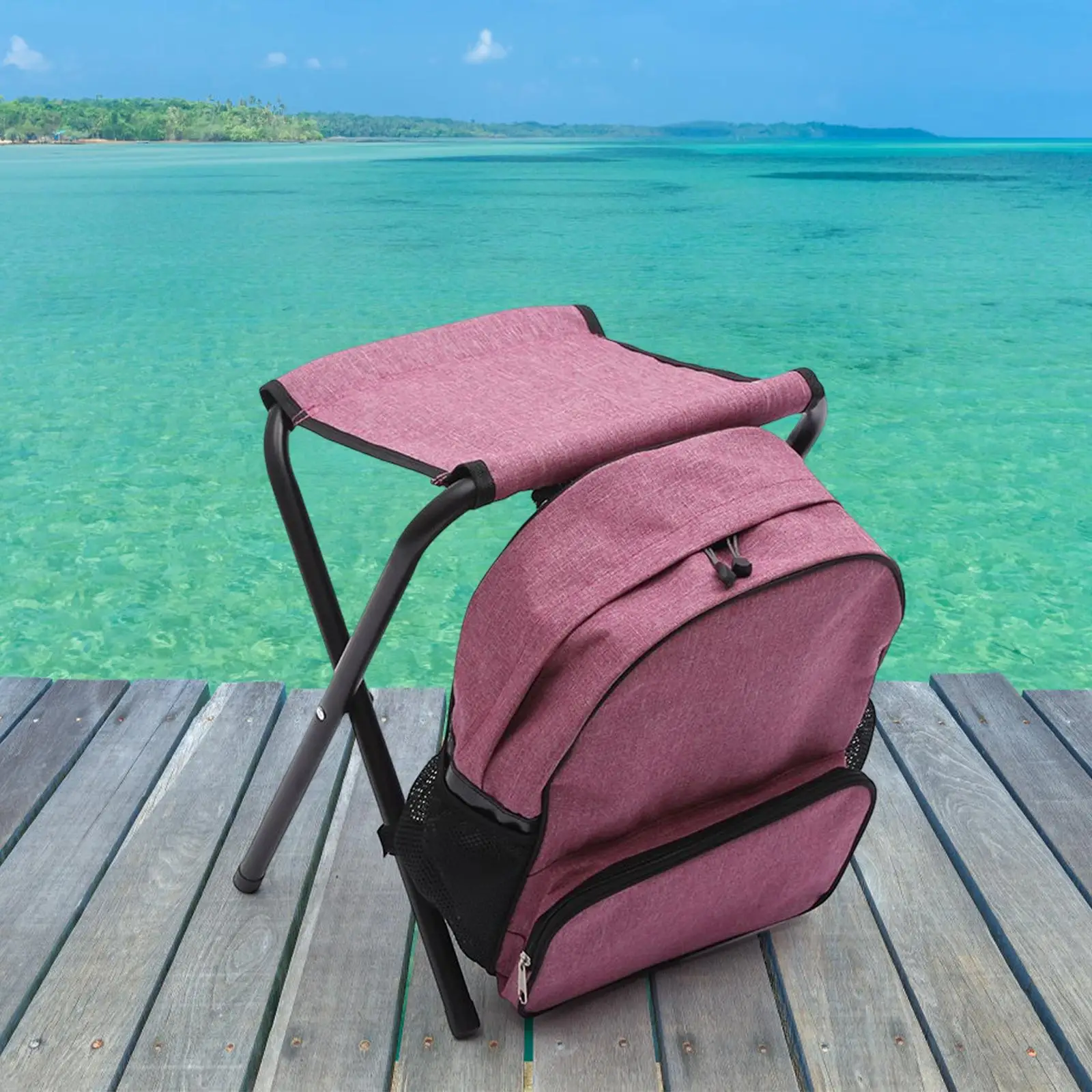 Fishing Seat Compact Camp Stool Multifunction Detachable Backpack Folding Stool with Bag for Hiking Beach BBQ Gardening Travel