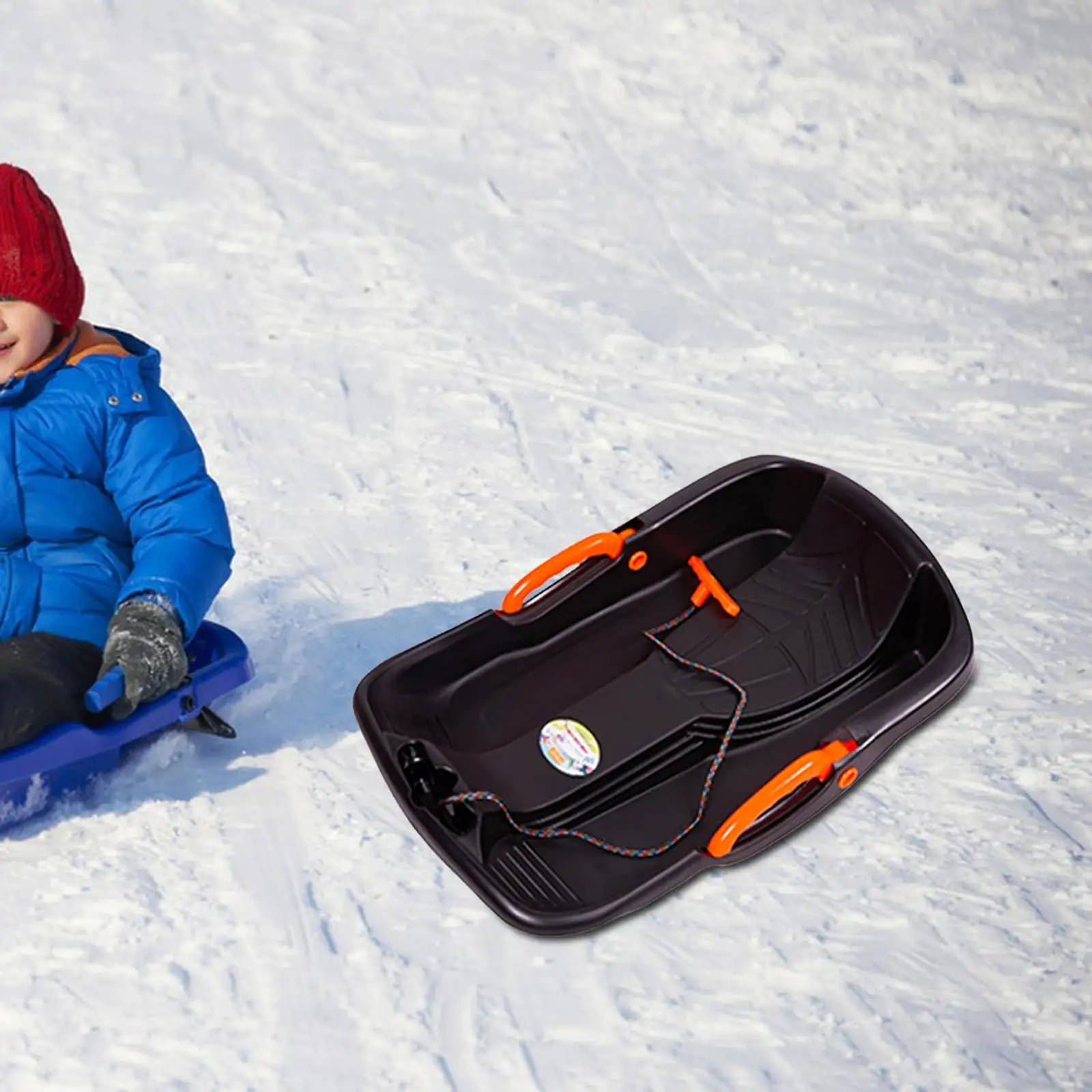 Snow Sled Sand Sliding Sled 65x42cm Sleigh Toboggan Board Durable with Handles