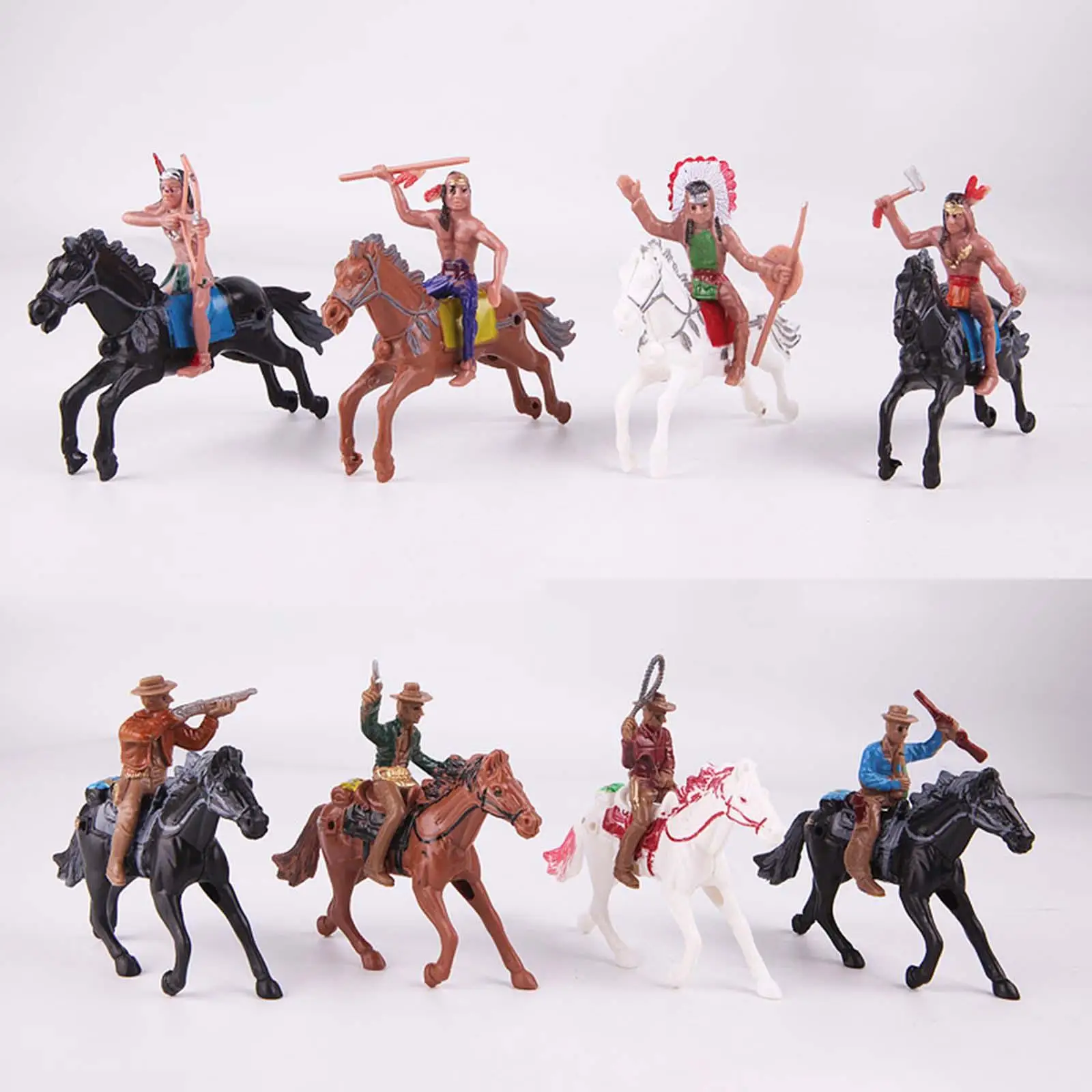 Set of 8 Western Cowboy Figures Playset Horse Riding for Preschool Toddlers