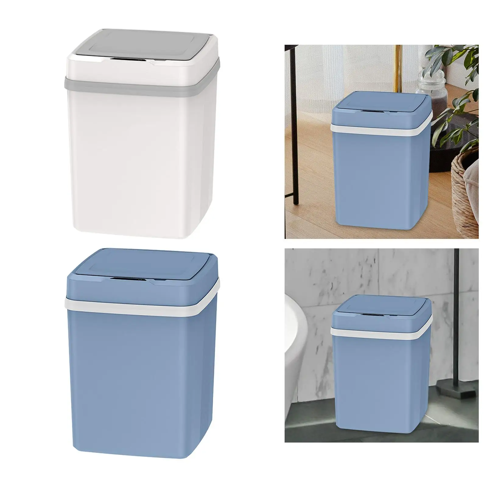 12L Automatic Trash Can Versatile Silent Opening and Closing Wastebasket for Office Bedroom Kitchen Bathroom USB Rechargeable