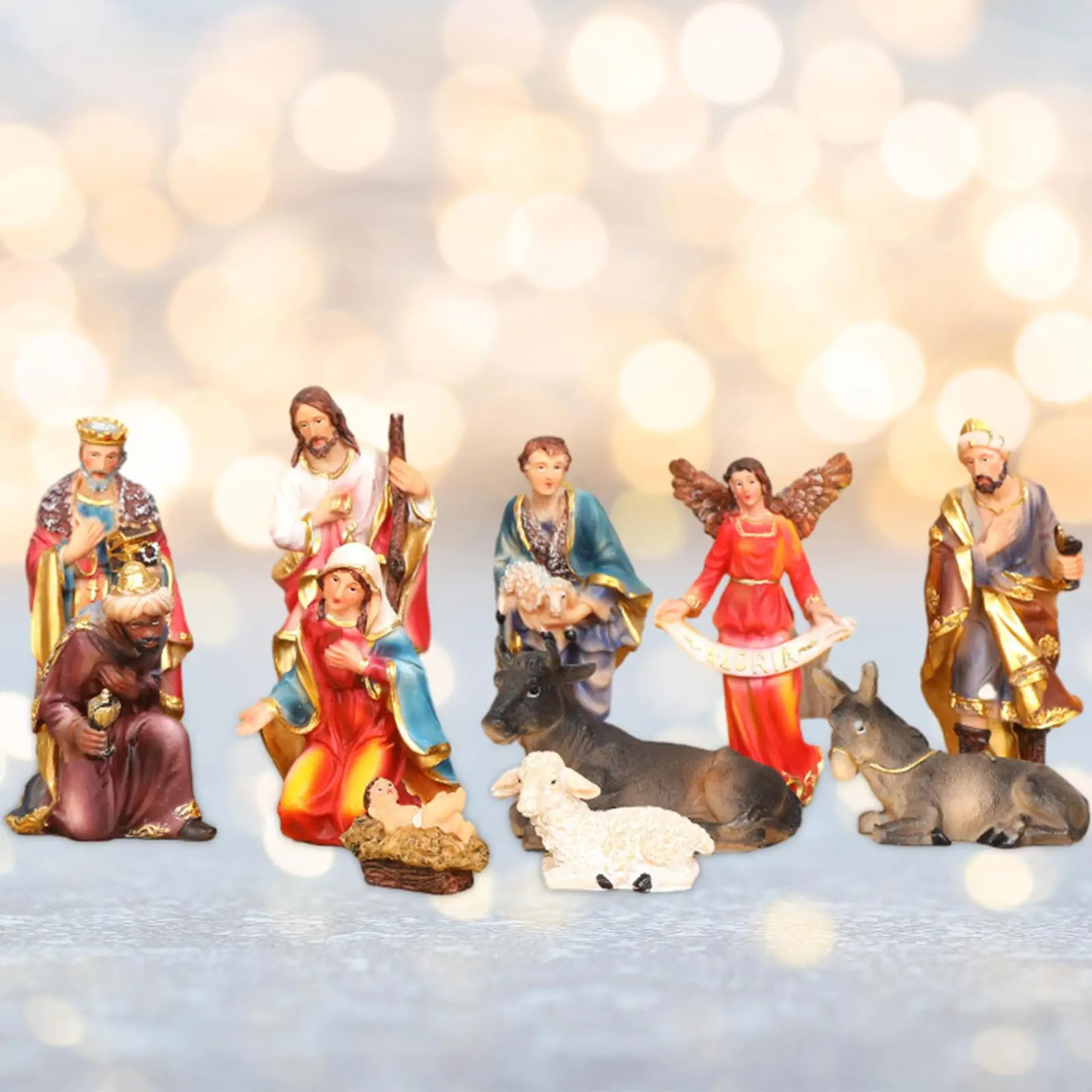 11x Nativity Scene Figurines Christmas for Tabletop Office Apartment