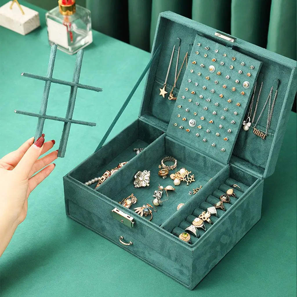 Jewelry Box Velvet Removable Lockable Organiser for Watches Fashion 