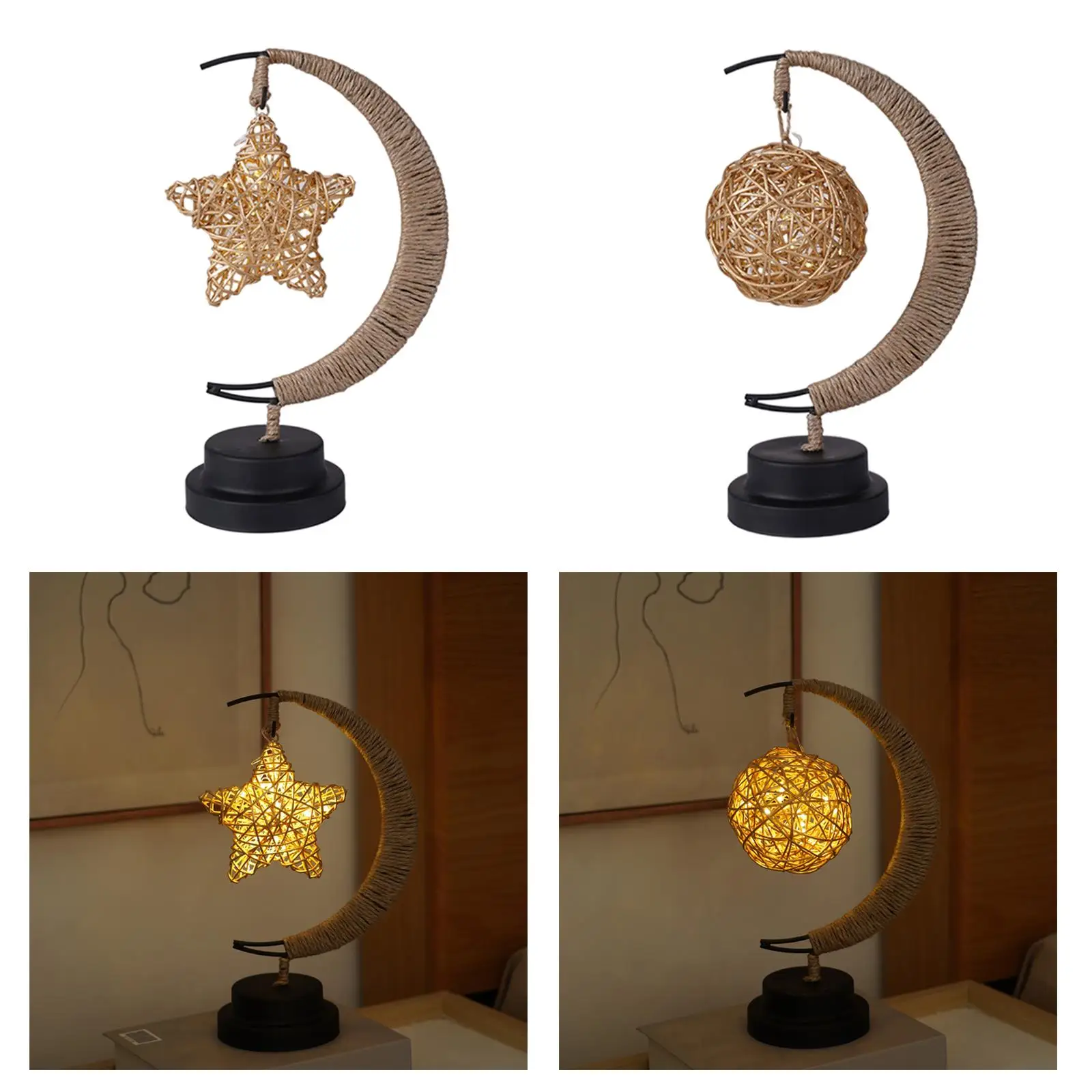 Five-pointed Star Wishing Ball Moon LED Night Lights Bedroom Living Room Bedside Table Lamp Gifts For Party Wedding Decoration