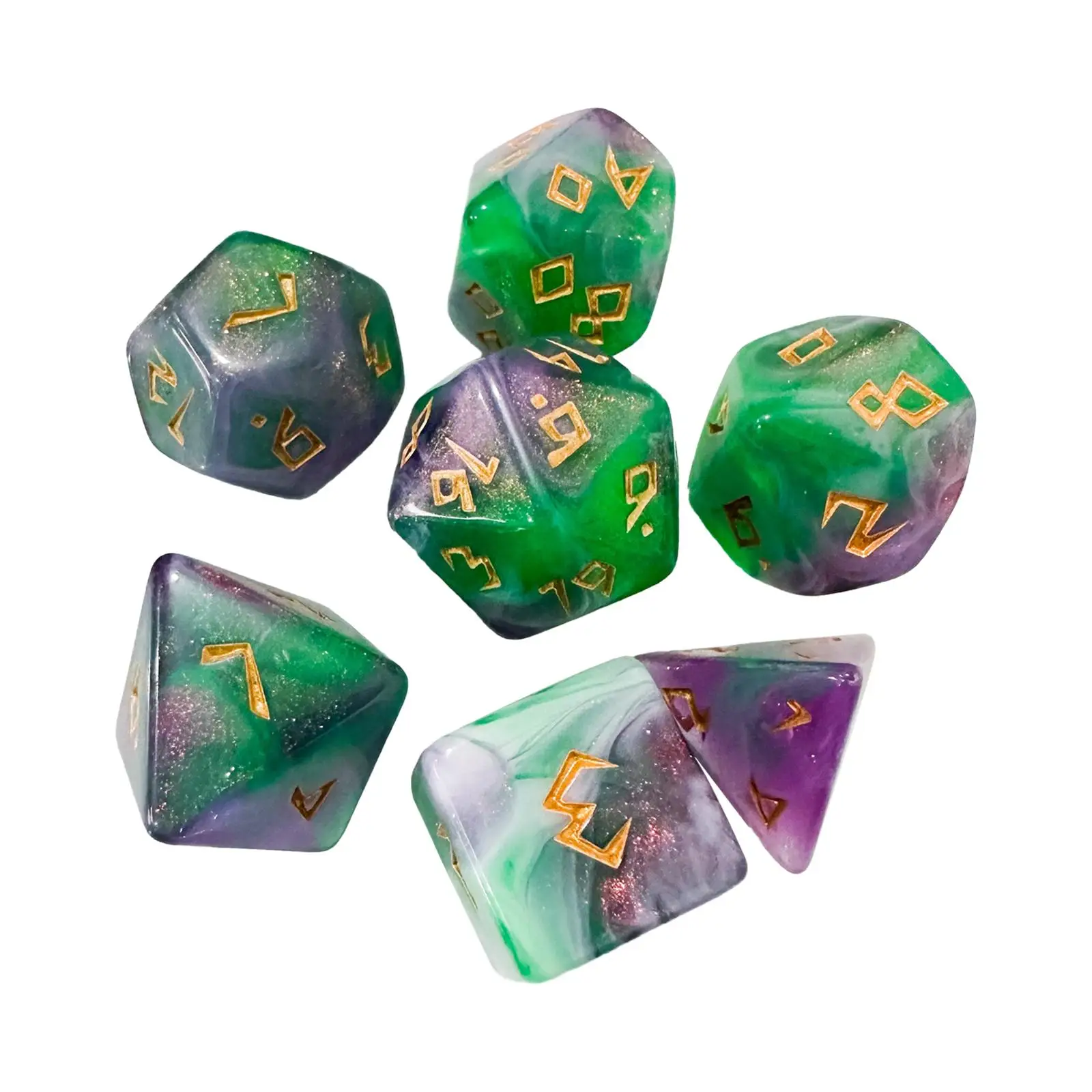 7Pcs Polyhedral Dice Handmade Multisided Dice for Role Playing Tabletop Games Party Favors Entertainment Toy Family Gatherings
