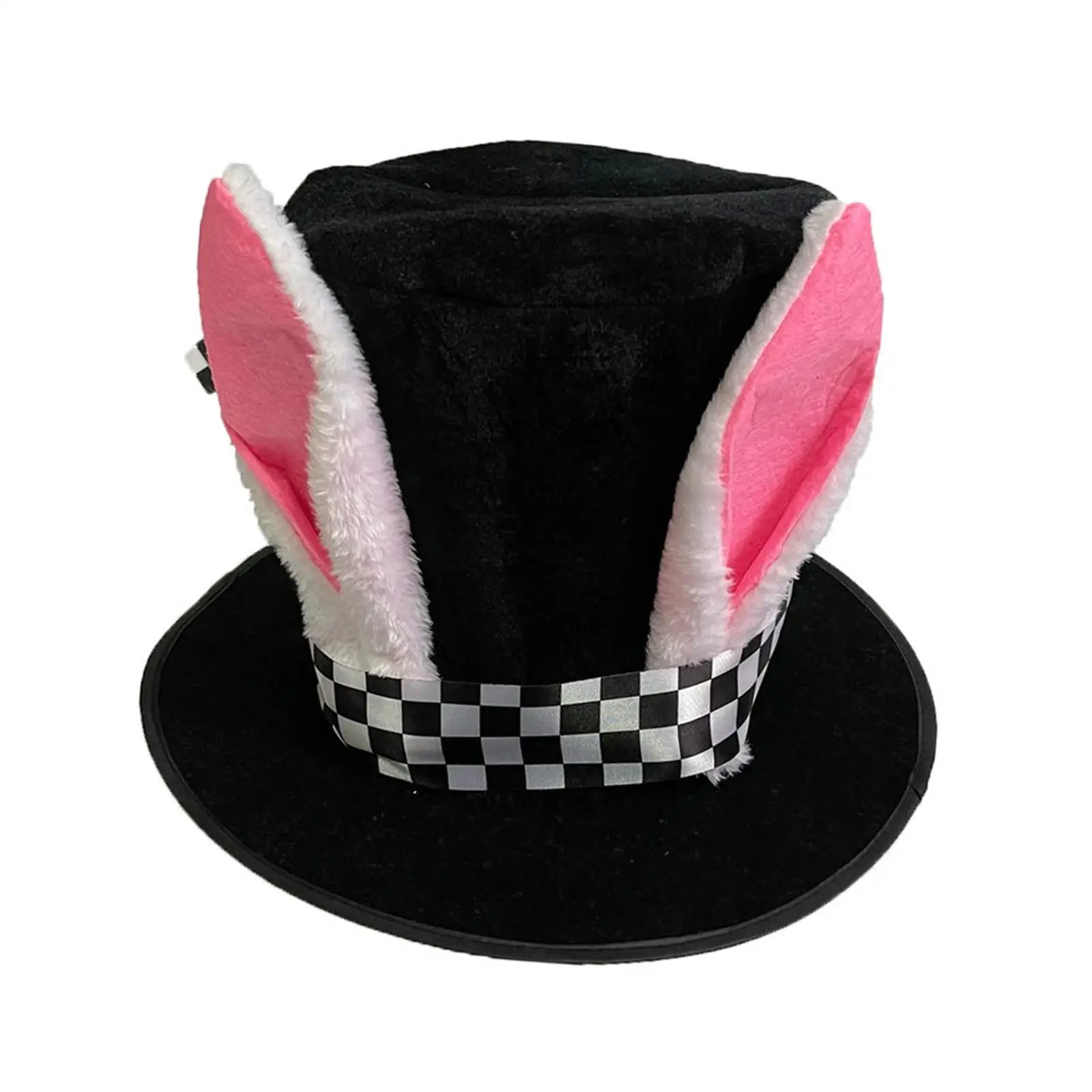 Bunny Ear Top Hat Fancy Dress Head Gear Headwear Birthday Gift Easter Rabbit Costume for Halloween Festival Party Adult Carnival