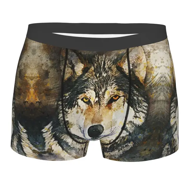 Animal - Wolf Underpants Breathbale Panties Male Underwear Print Shorts  Boxer Briefs