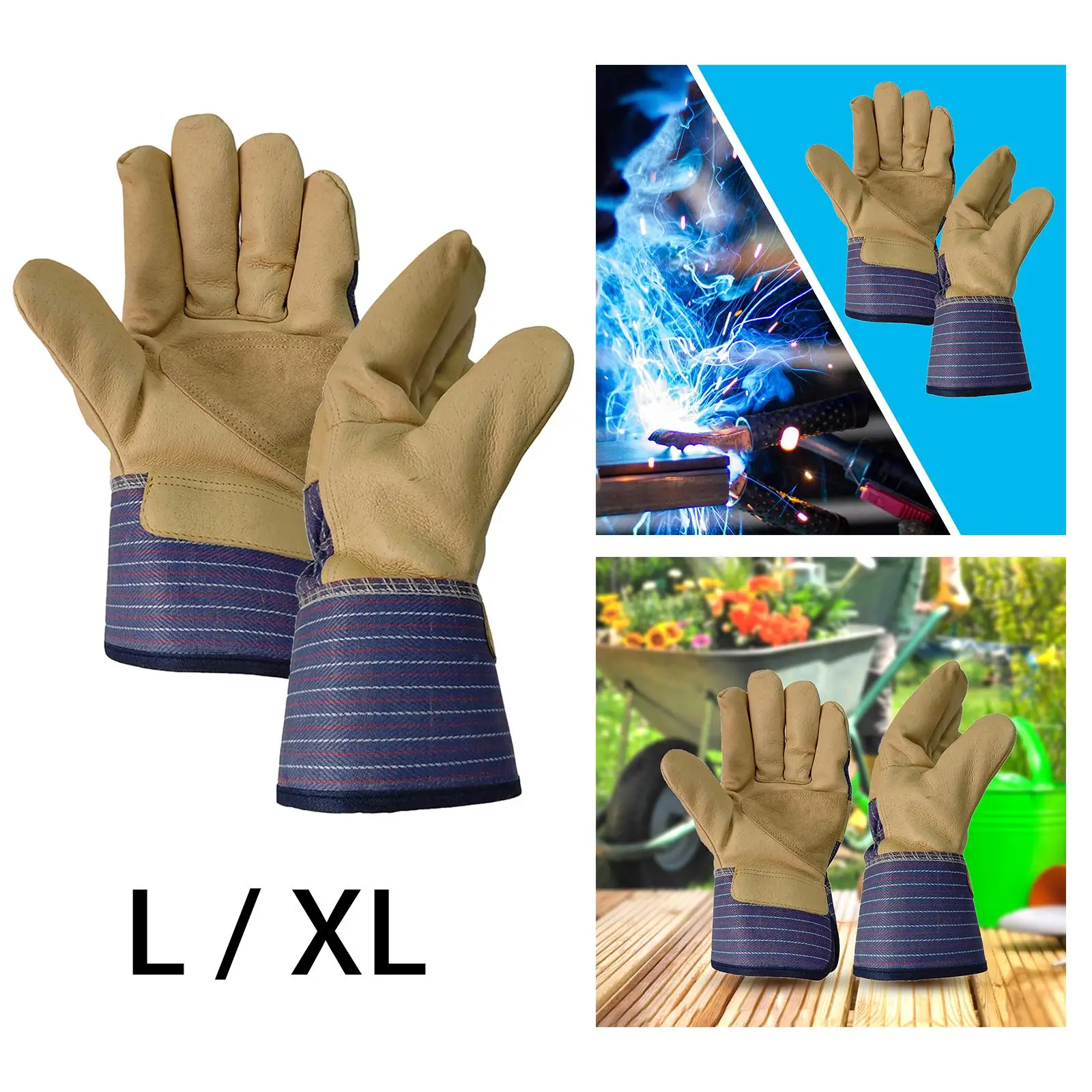 Welding Gloves Anti Slip Soft Flexible Durable Heavy Duty Heat Insulation Protective Gear for BBQ Pot Holder Furnace Warehouse