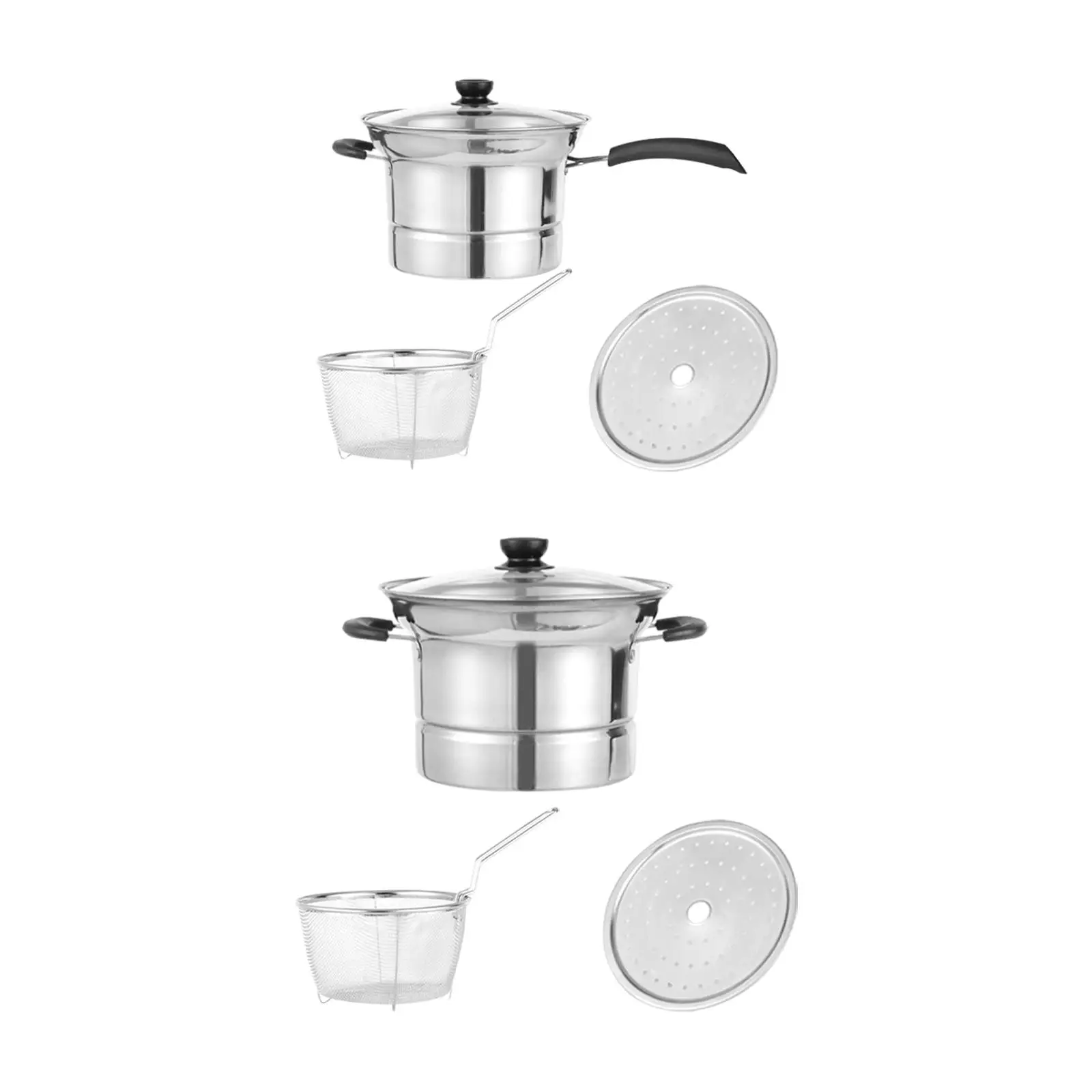 Deep Fryer Kitchenware Multifunction Pan Deep Fryer Cooking Pot with Strainer Basket for Dining Room Camping Home Kitchen Party