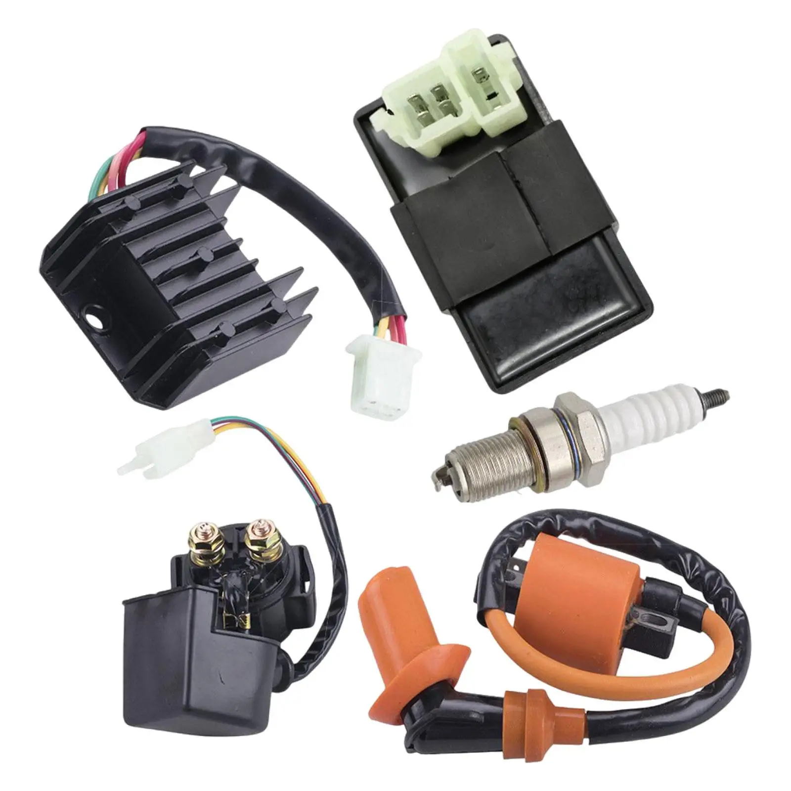 Ignition Coil Solenoid Relay Rectifier Cdi Box for 125cc 150cc 200cc ATV Dirt Bikes Mopeds Quad Pit Bikes Replacement Parts