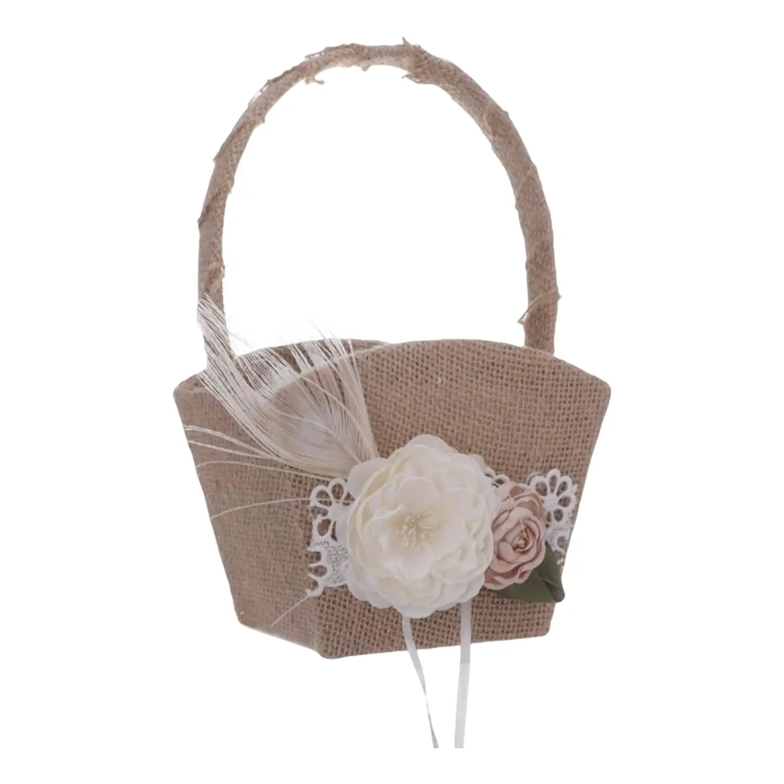 Multi Use Flower Basket Party Supplies Accessory Rose Shaped Lace Satin Decoration Elegant Rustic Burlap for wedding