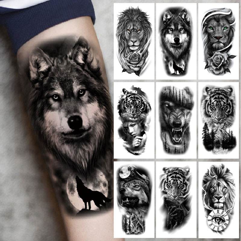 Best of Black Forest Tattoo Sticker For Men Women Tiger Wolf Death Skull Temporary Tattoo Fake Henna Skeleton King Animal Tatoo Pattern Reviews & Tips