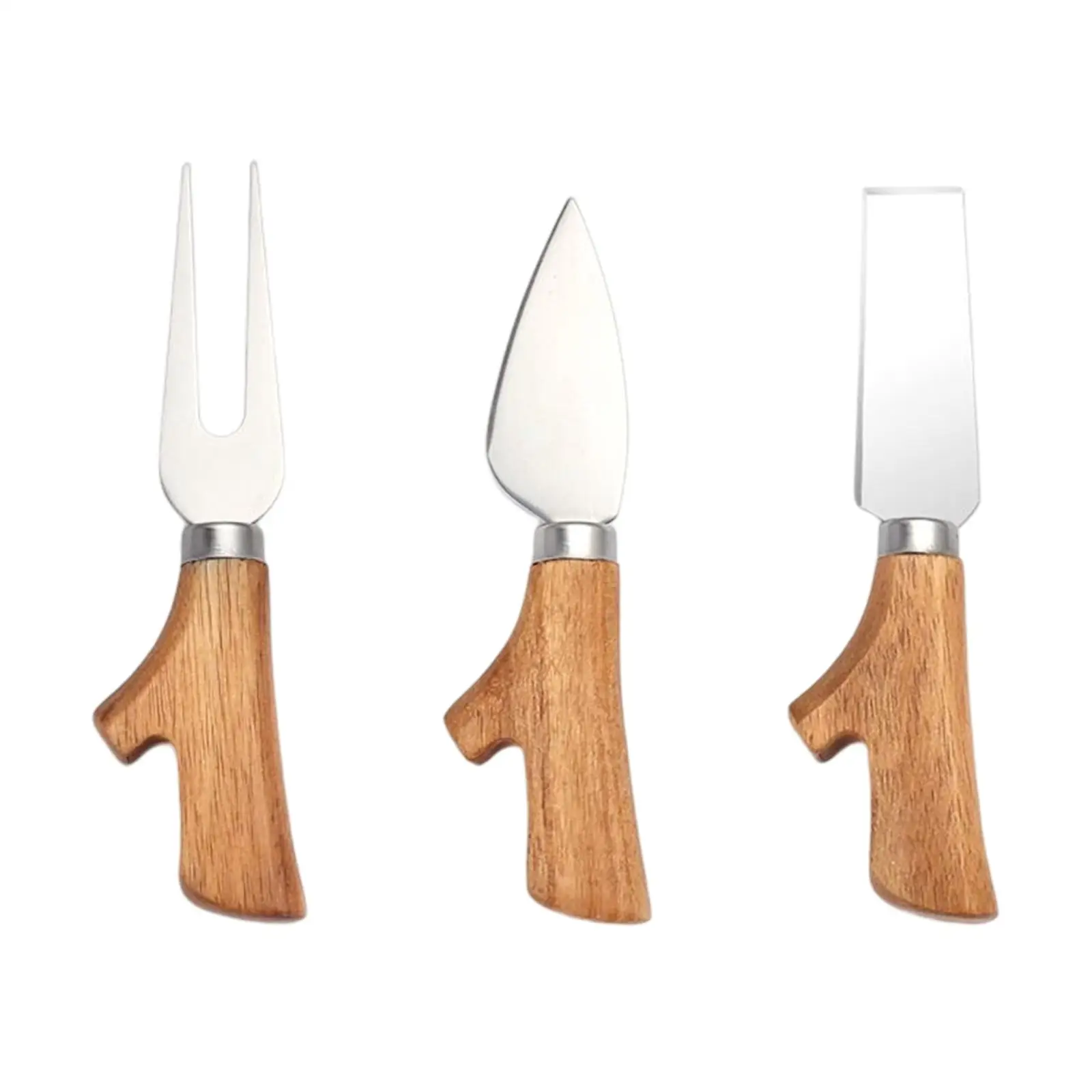 3Pcs Cheese Knives Set Wooden Handle Professional Accessories for Dessert Cheese Salad