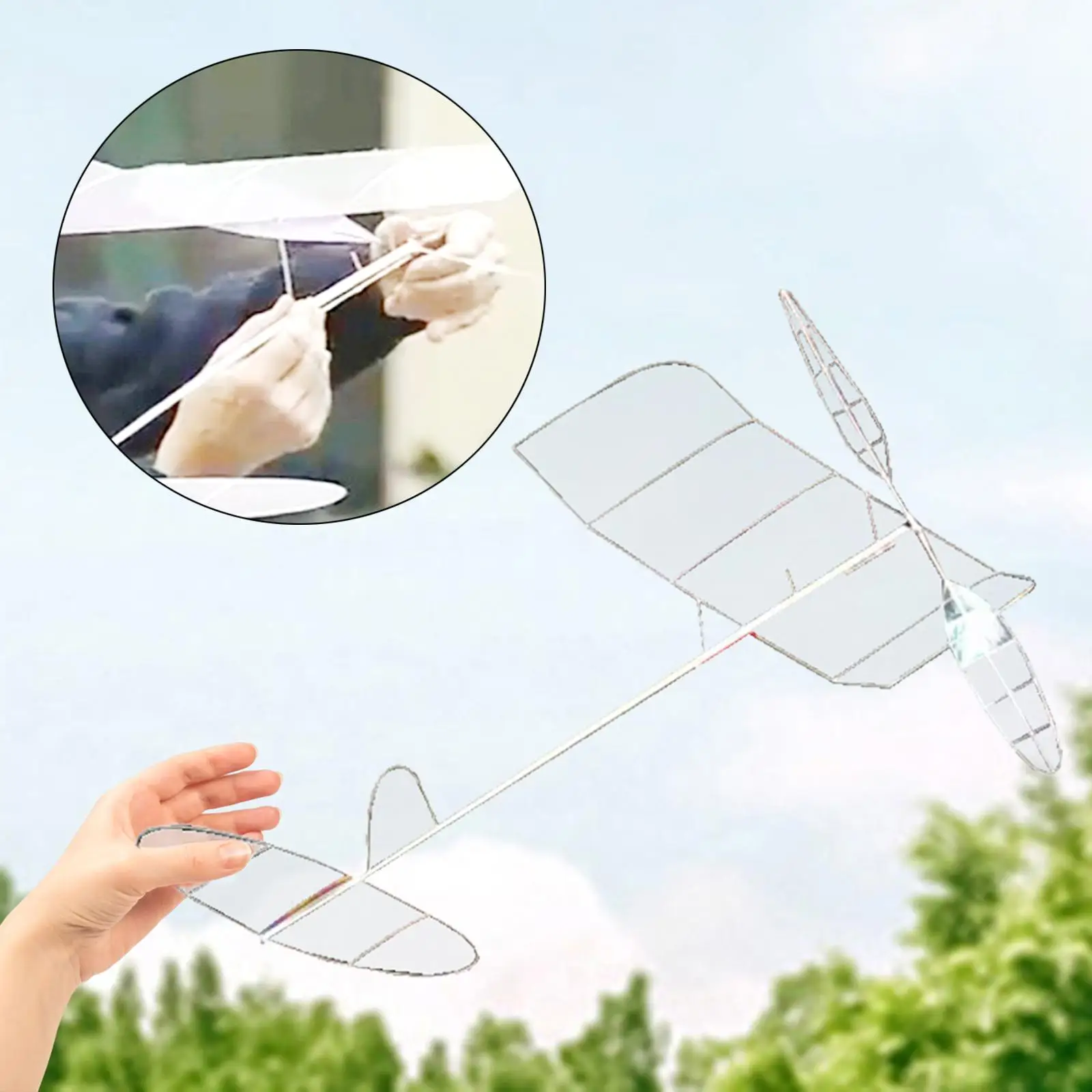 Elastic Powered Airplane Model Flying Toys Logical Thinking Rubber Band Powered Airplane for Park playground Sport Outdoor