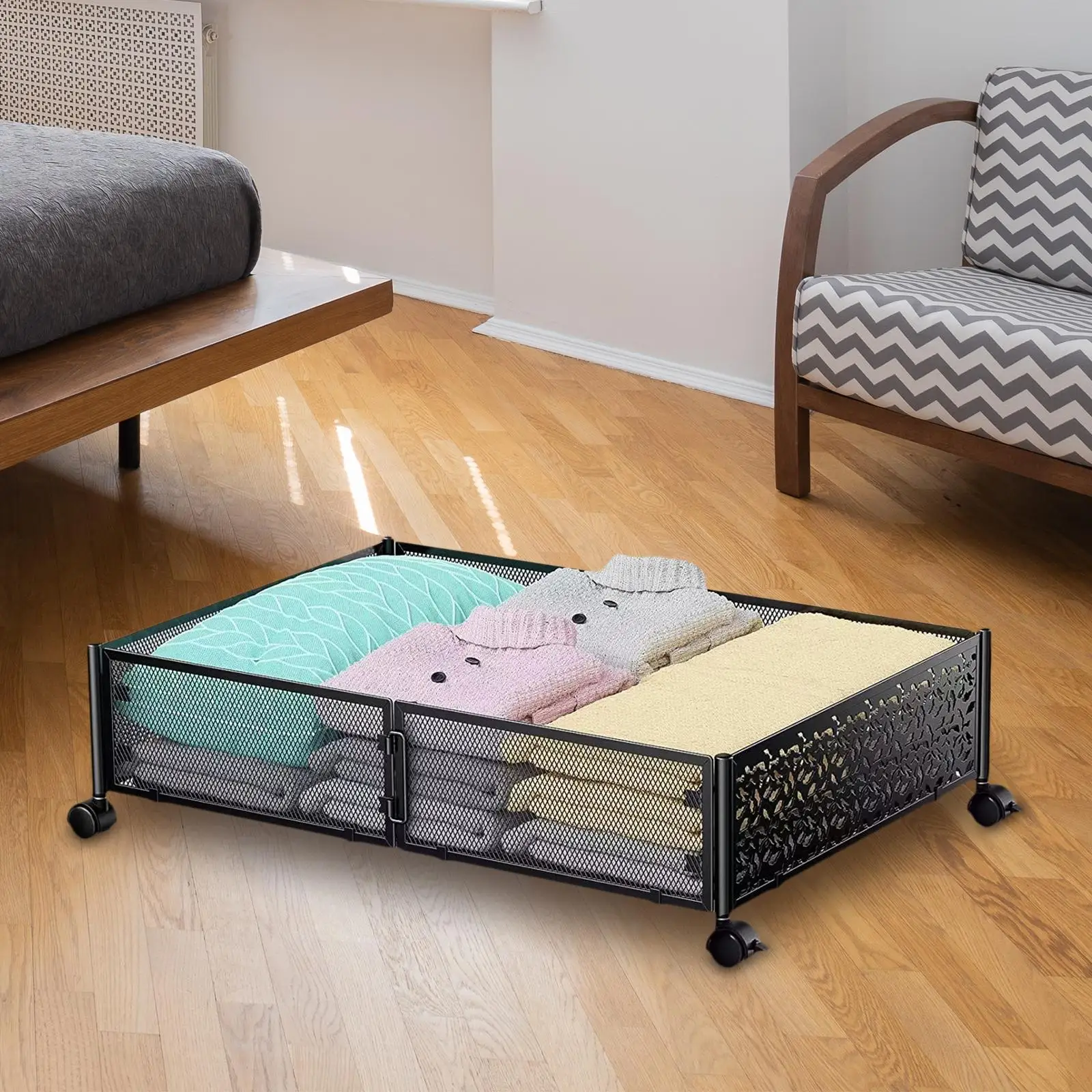 under Bed Storage Pattern Organization Underbed under Bed Storage Container with Wheels for Blankets Closet Drawer Shoes Home