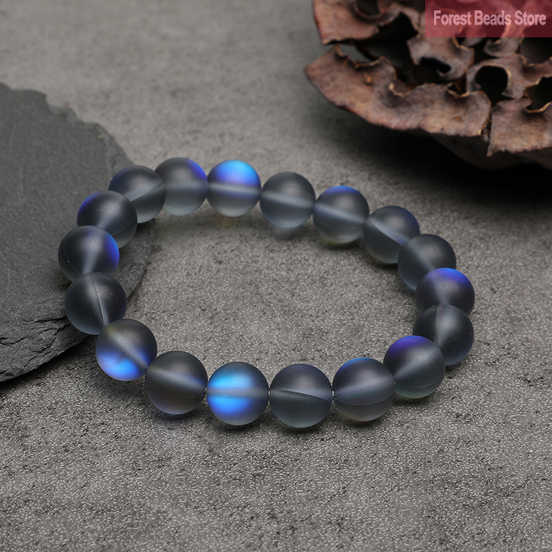 Mattgrau Blau Österreich Kristall Glitzer Mond Armband Naturstein Runde Perlen Stretch Yoga Meditation Schmuck Geschenk 6/8/10/12mm – Detail 14