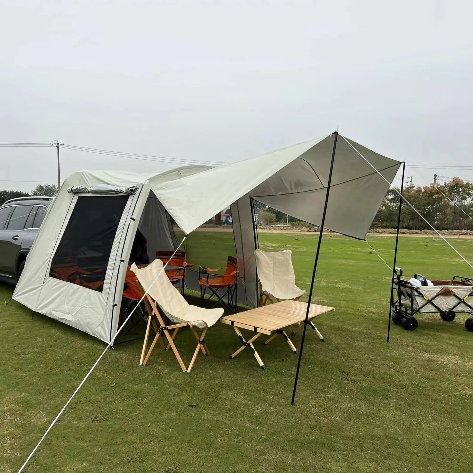 Car Trunk Tent Rainproof Camping Shelter Extension Trailer Tent Anti UV