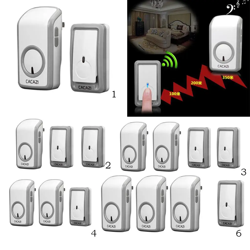 Wireless Doorbell Set-Battery Powered Button Transmitter   Receiver