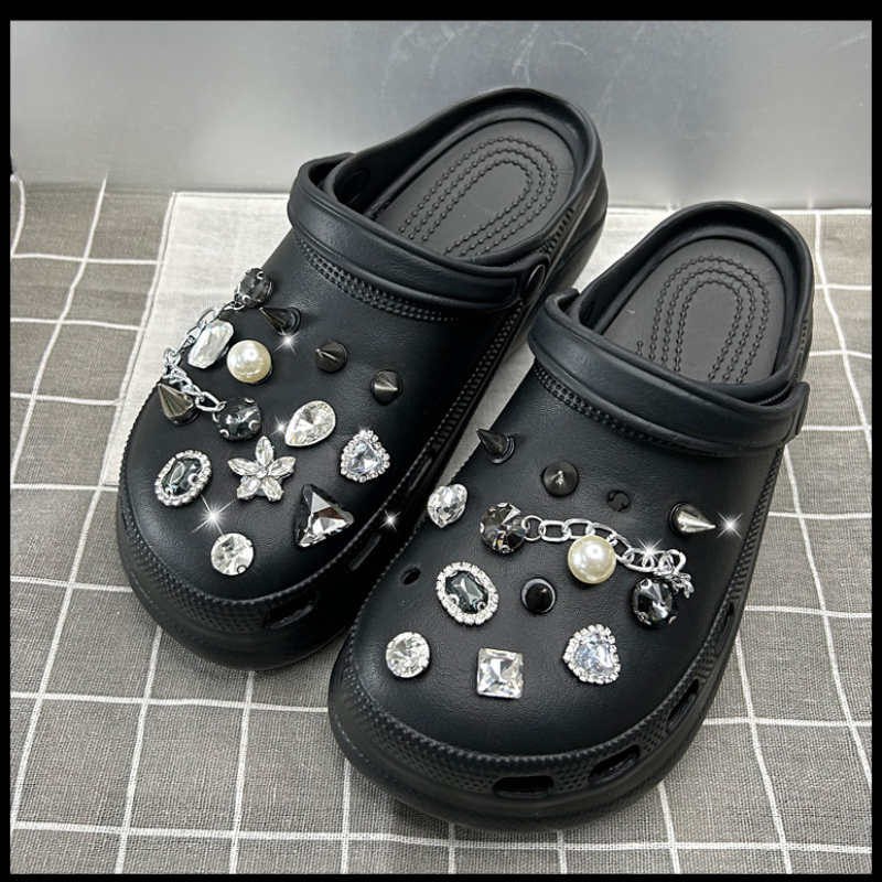 24-teiliges Sommer-Mode-Schuhcharms-Set: DIY Perlen-, Niet- und Diamantketten-Dekorationen für Clogs und Schuhe – Detail 6