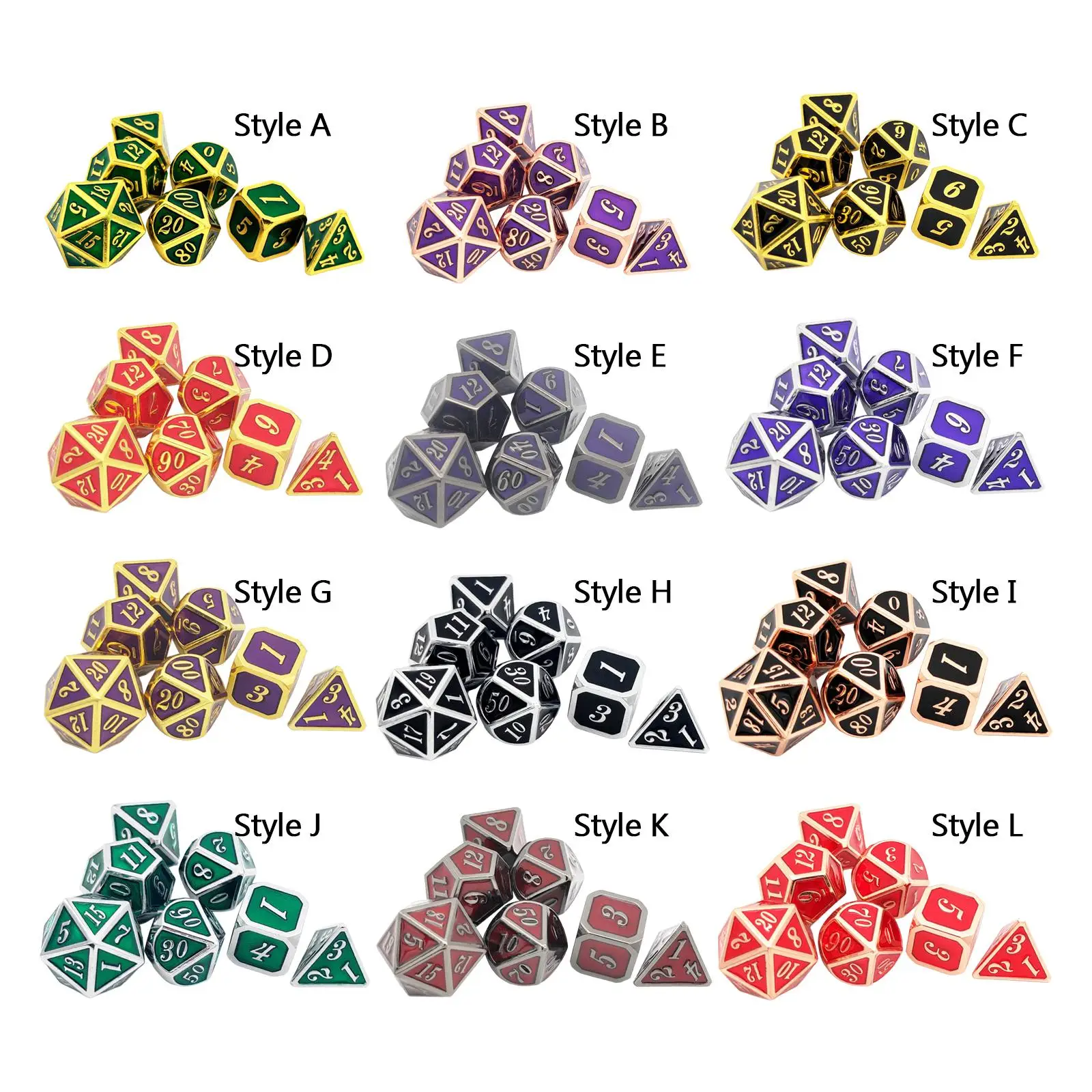 Metal Polyhedral Dice 7Pcs Set Durable Portable Multipurpose Smooth Surface Accessory Role Playing Dice for Interactive Games