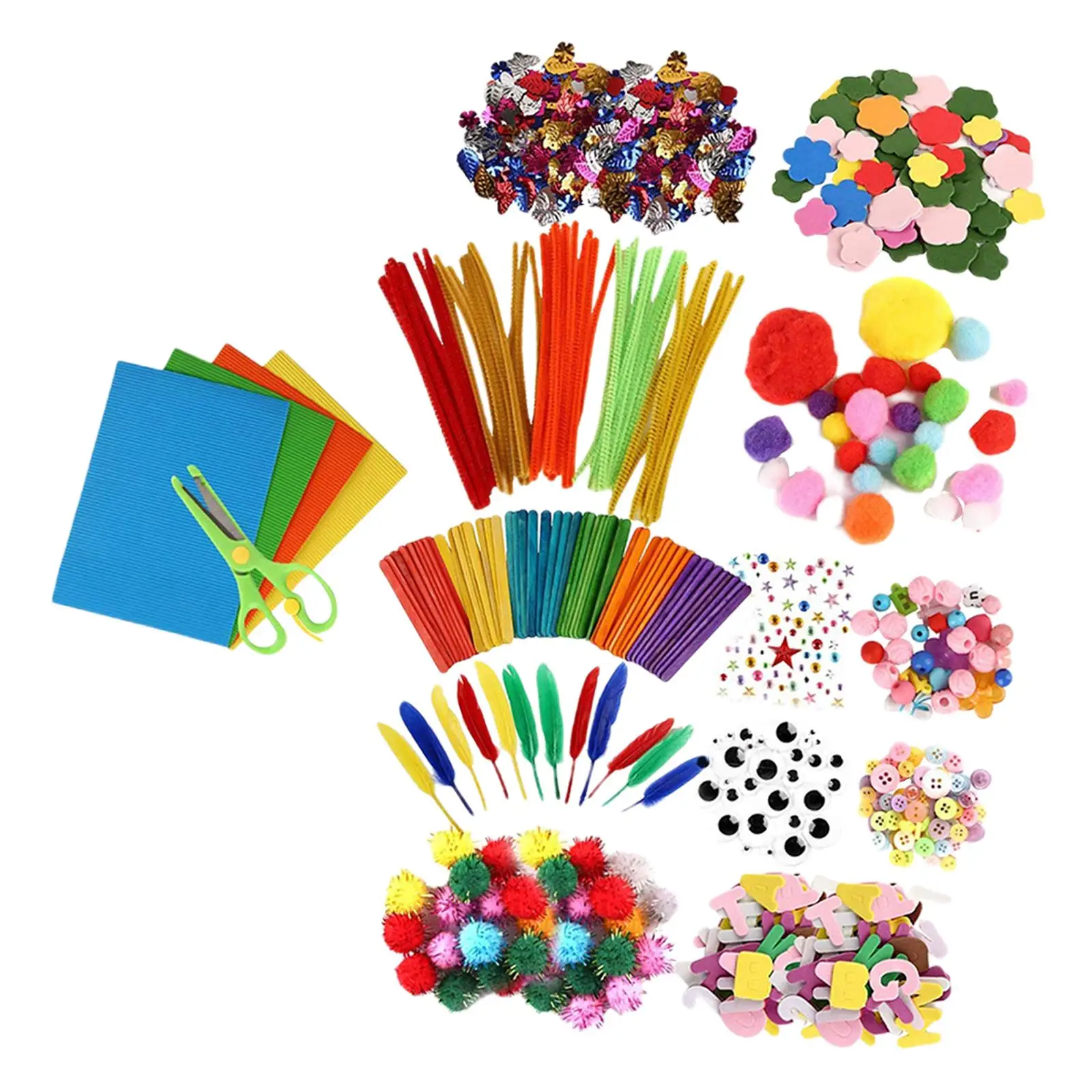 500 Pieces Kids Art & Craft Supplies Assortment Set Pipe Cleaners Craft Kit for Boys Girls