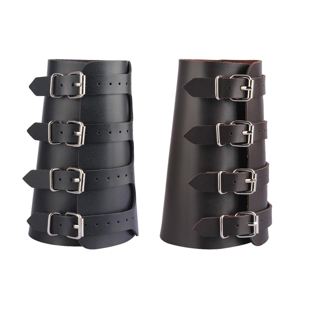 4 Layer Arm Armor Wide Belt Wrap Pu Leather Wristband Cuff Bracelet Bangle Adjustable Arm Warmer Gauntlet Bracer Protective