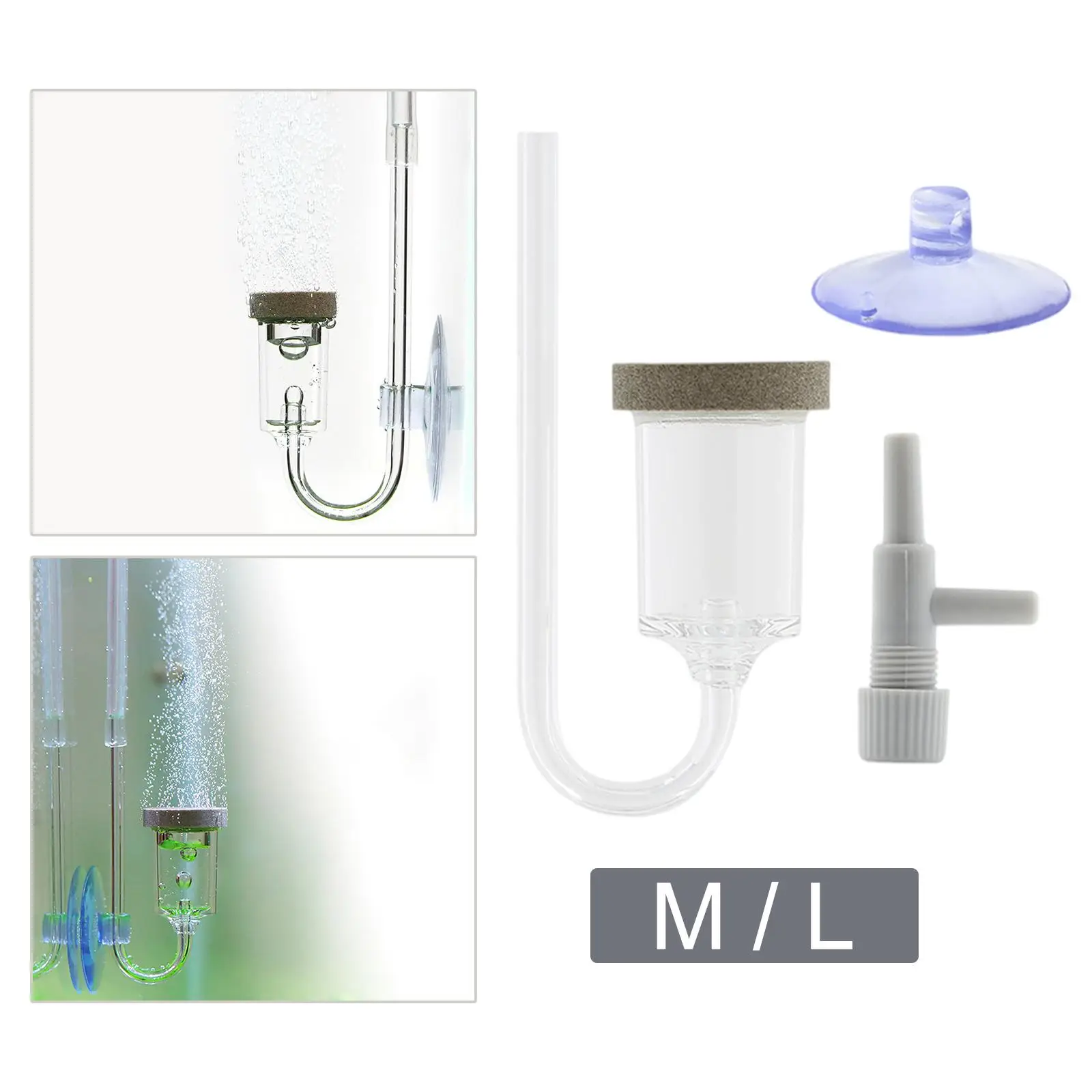 Mini CO2 Diffuser Suction Cup Bubble Counter Check Silent U Shape Tube Bend CO2 Regulator for Aeration Home Aquarium Accessories