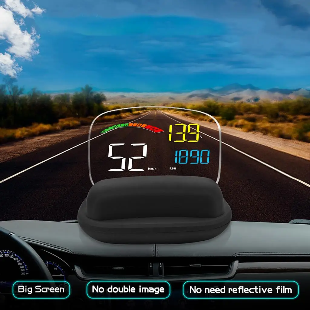 4inch Car HUD  Display  Projector Color LED Screen  GPS Over Warning System Voltage Fatigue Driving Alarm