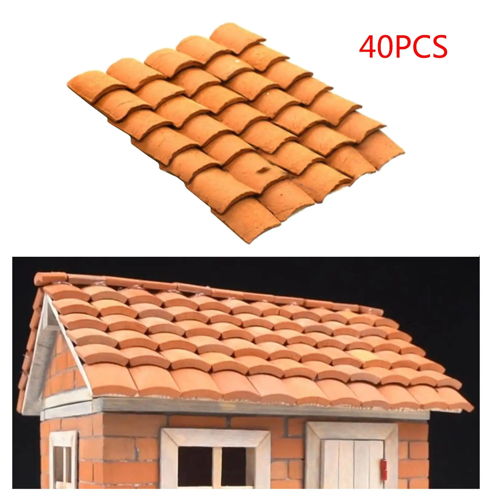40 Pieces Miniature Diorama Bricks,House Roof Mold Building Scene,12x10mm,Sand