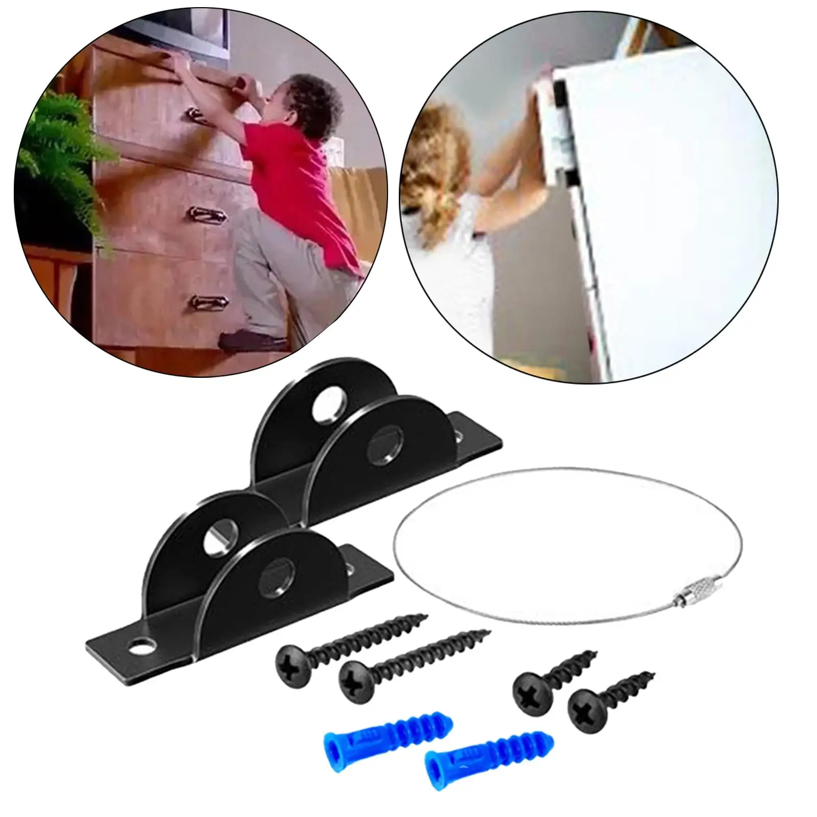 Furniture Anchors Kit Safety Anti Tip Furniture Straps Set Adjustable Secure Cabinet Wall Straps Resistant for Child