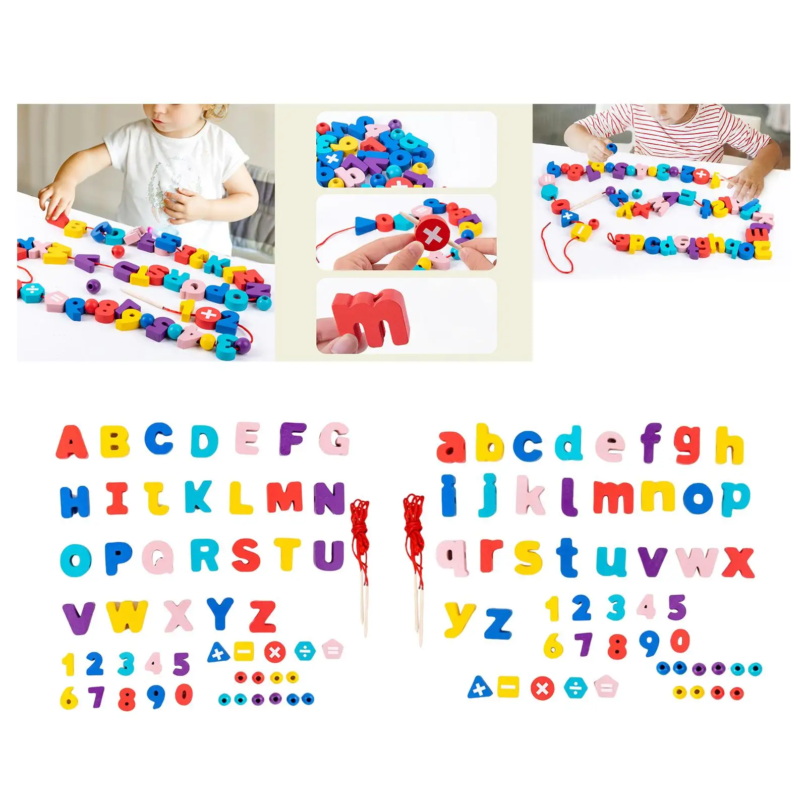 Abc Letters Threading Toy Math Learning Activities Monterssori for Preschool