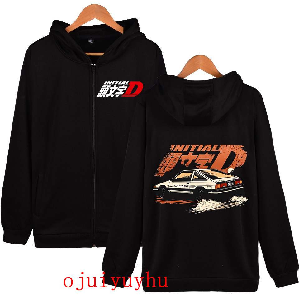 Initial D Korean Style Zippper Jackets Sweatshirts AE86 Zip Up Hoodies Anime Gothic Y2k Pullovers Mange Vintage Streetwear